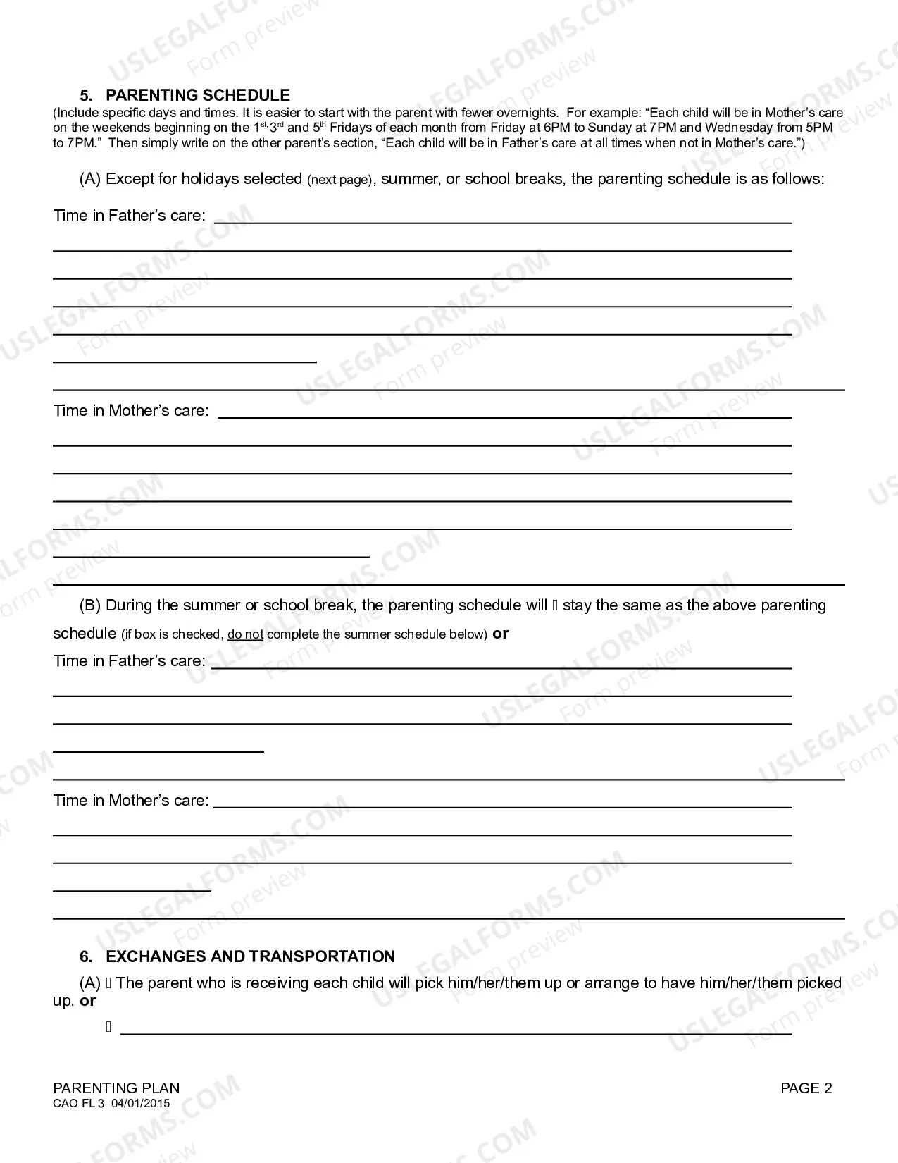 Preview Parenting Plan