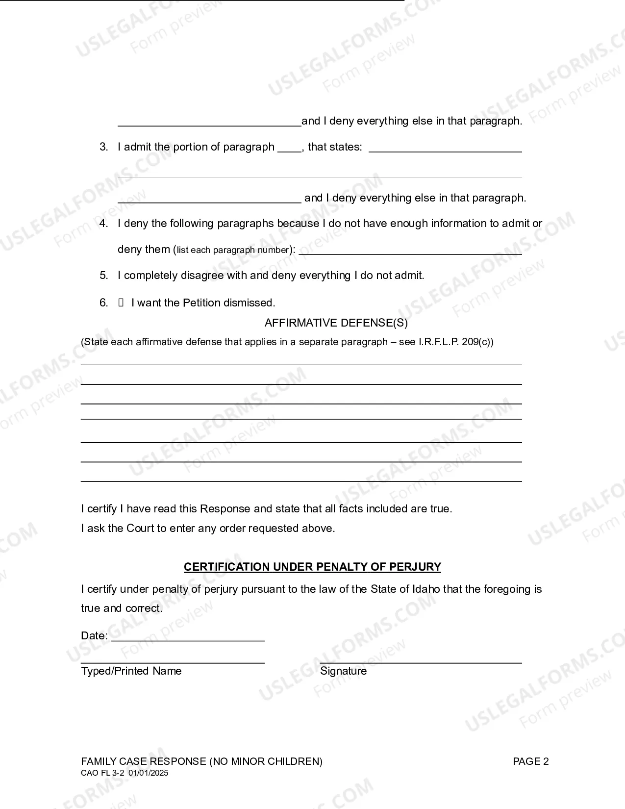 Preview Family Case Answer (No Children)
