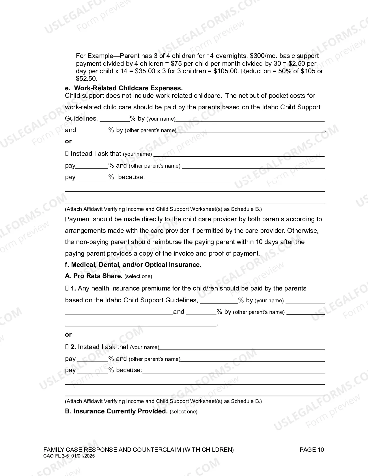 Preview Family Case Answer and Counterclaim (With Children)