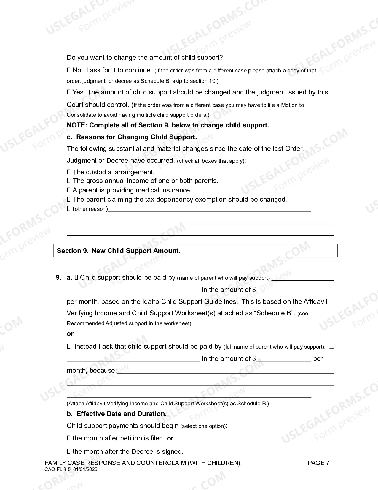 Preview Family Case Answer and Counterclaim (With Children)