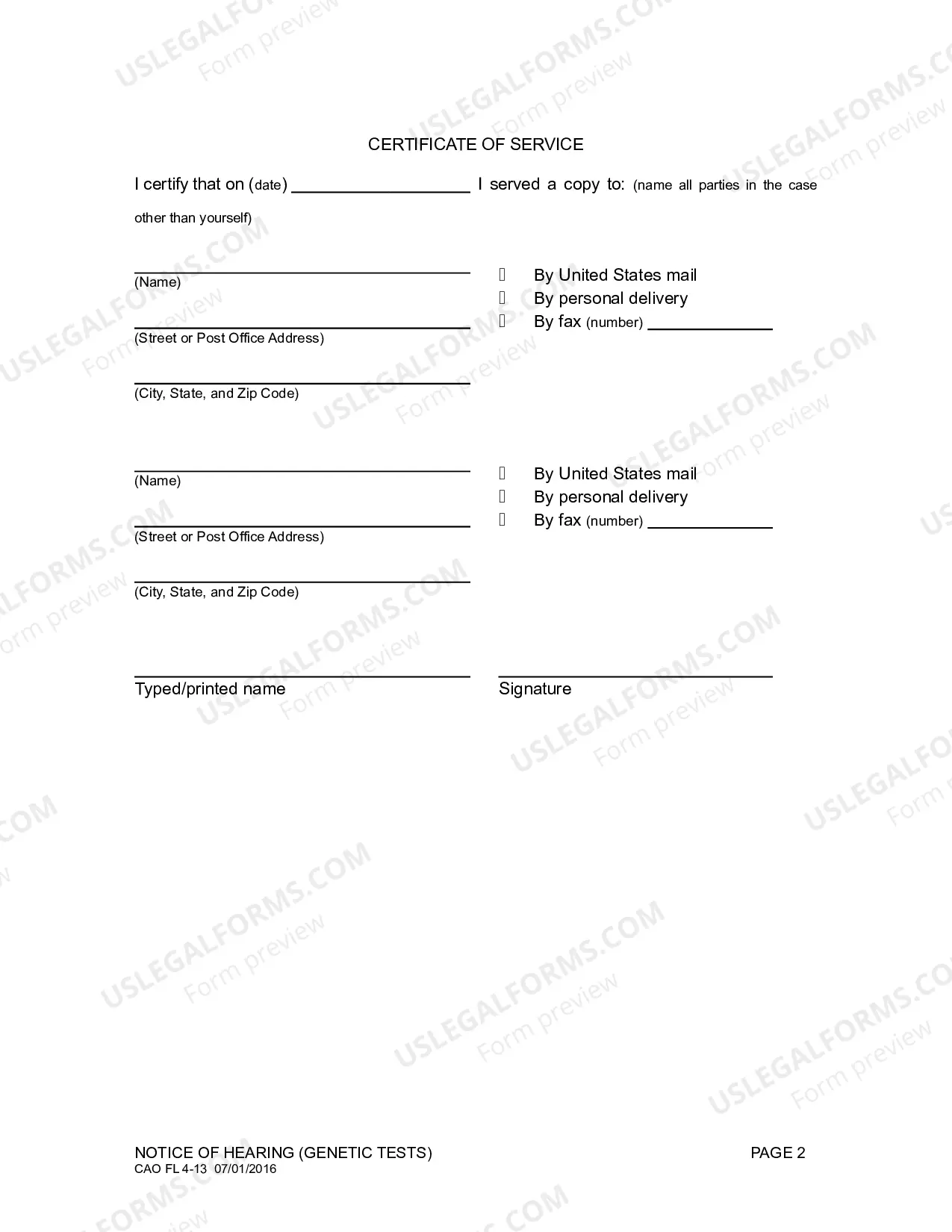 Preview Notice of Hearing Genetic Tests
