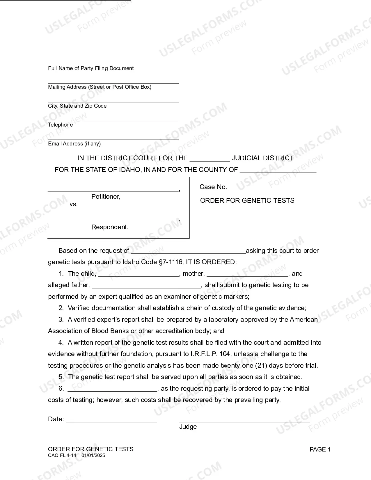 Preview Order for Genetic Tests