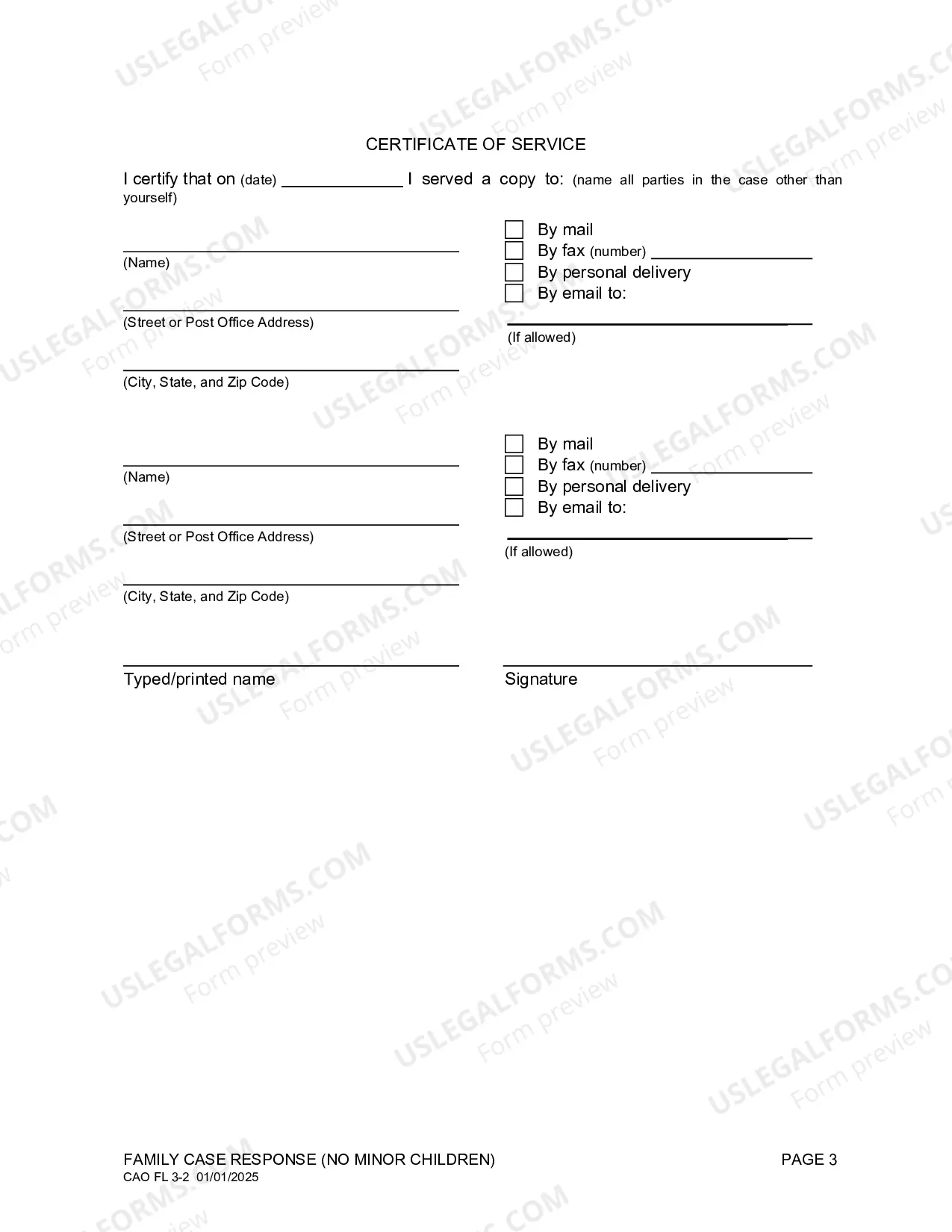 Preview Completing Family Case Answer (No Children)