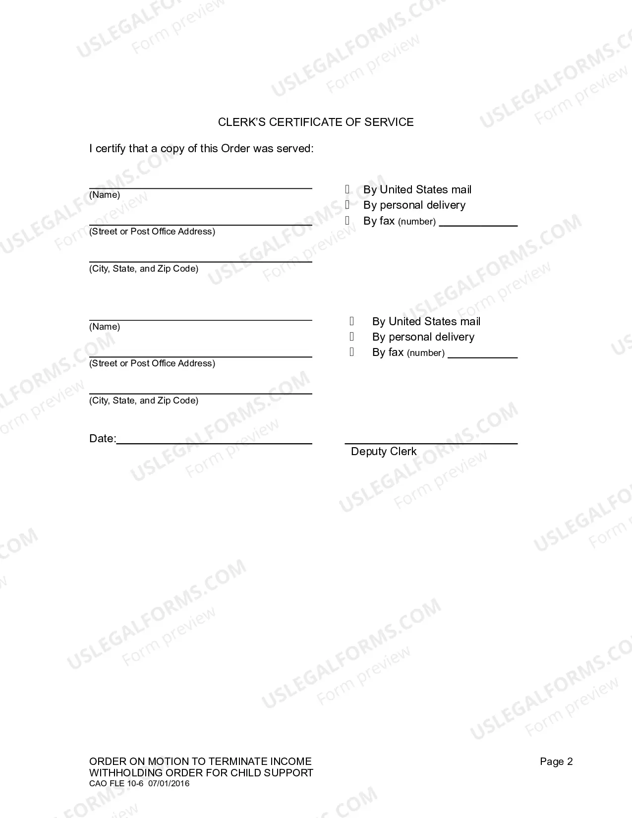 Preview Order On Motion to Terminate Income Withholding Order on Child Support