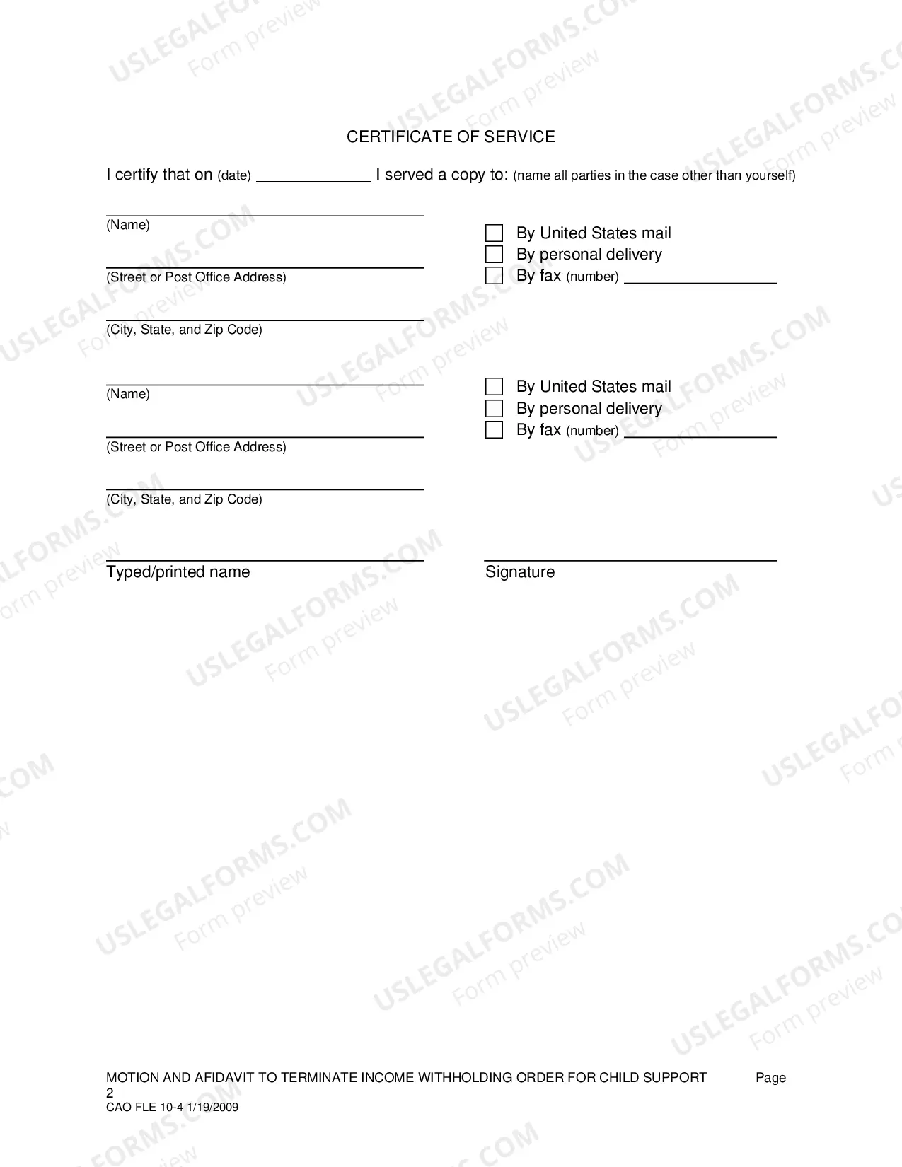 Preview Motion To Terminate Income Withholding Order