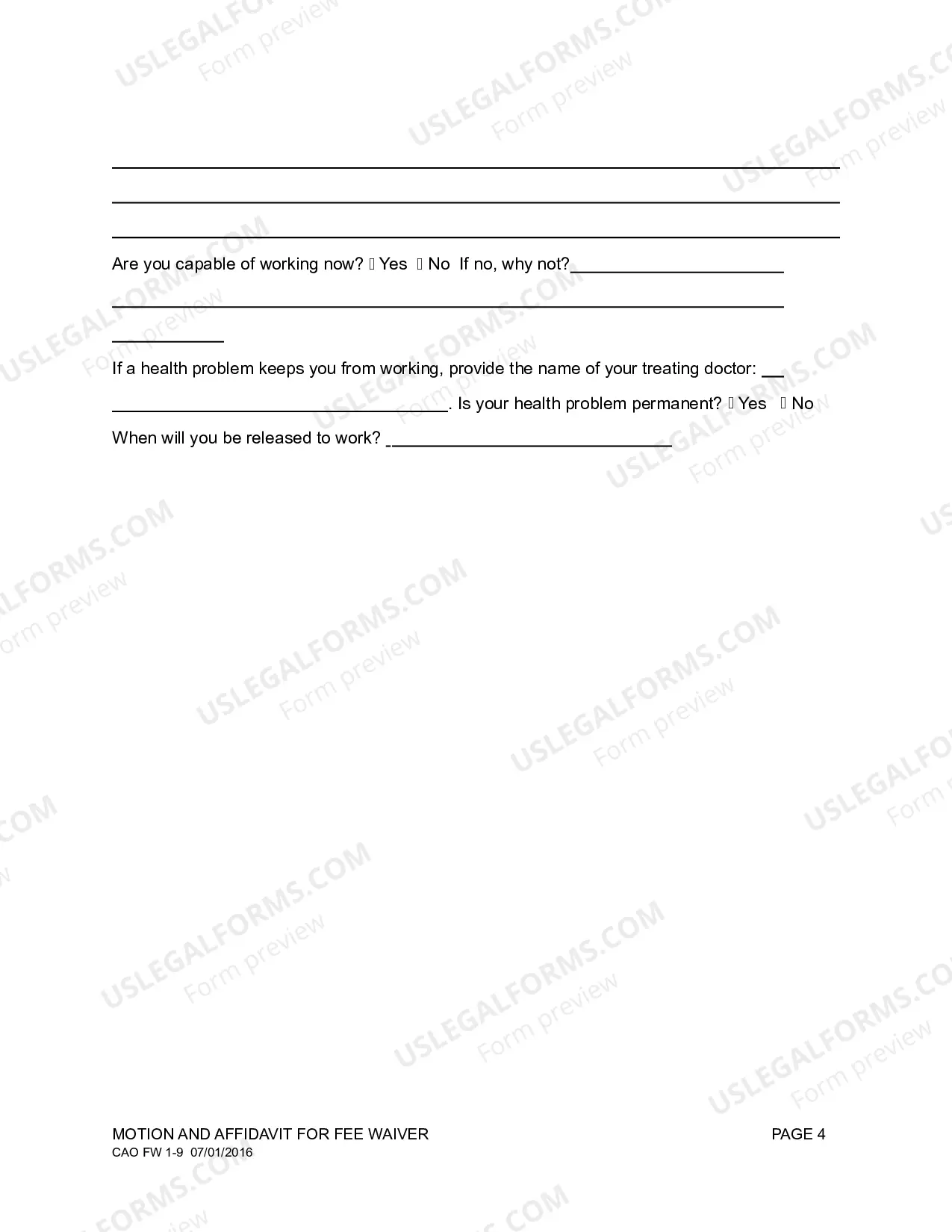 Preview Fee Waiver Motion Affidavit
