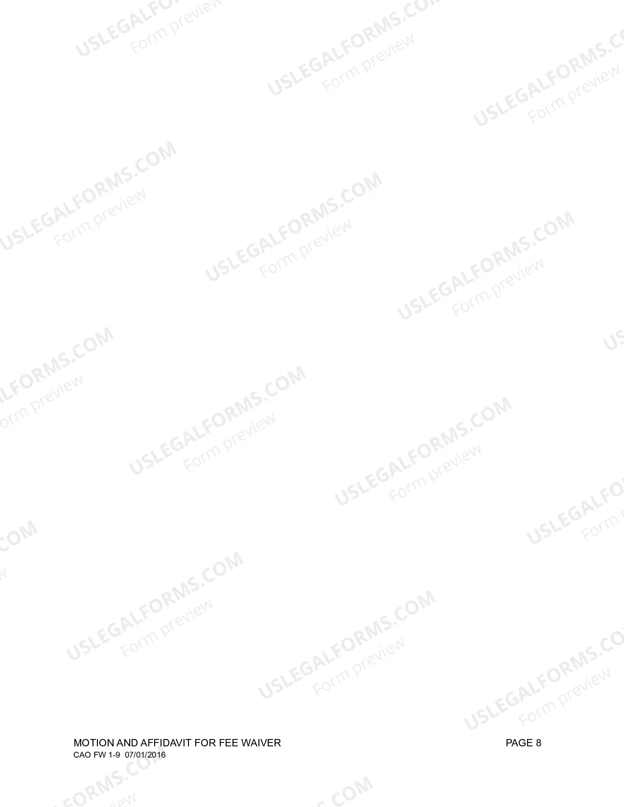 Preview Fee Waiver Motion Affidavit