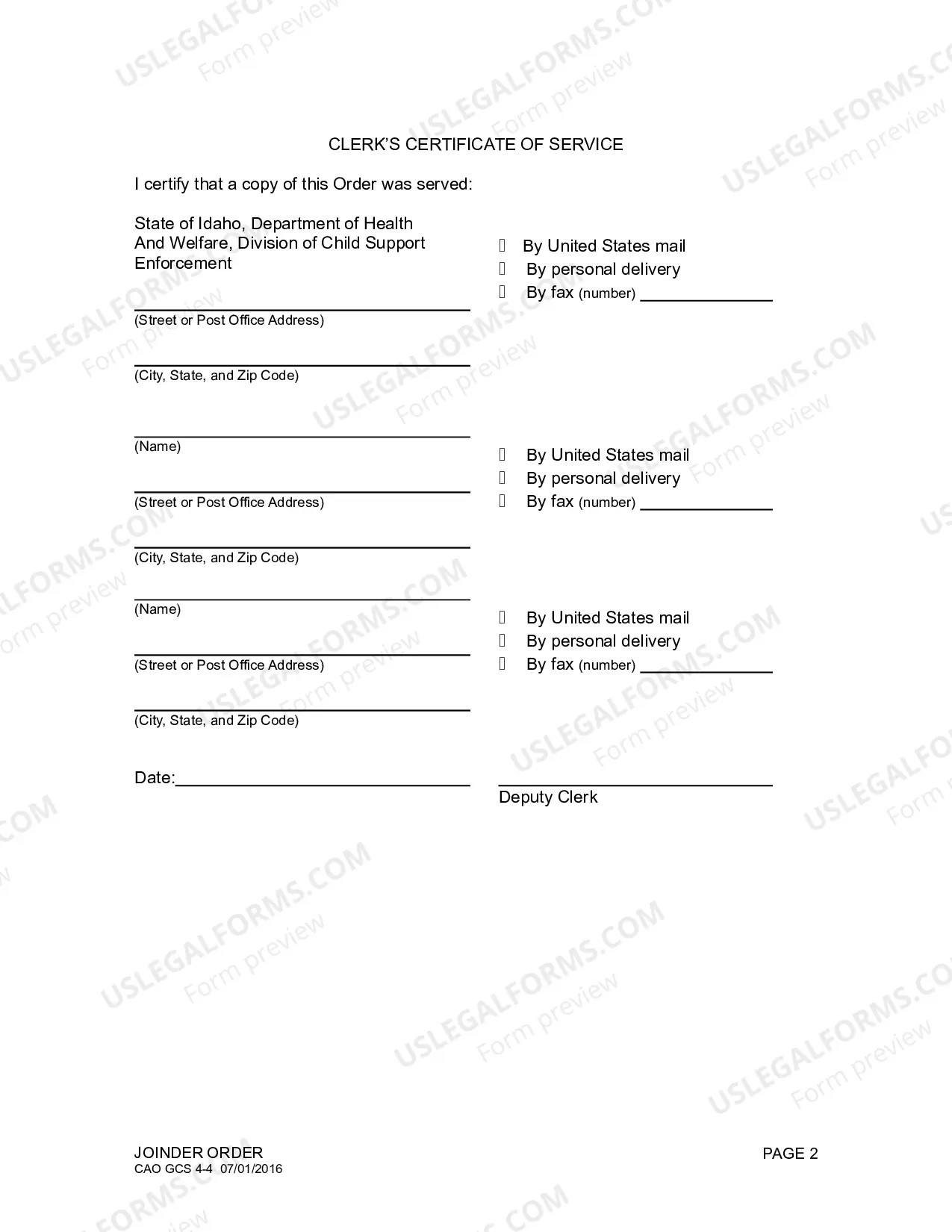Preview Joinder Order