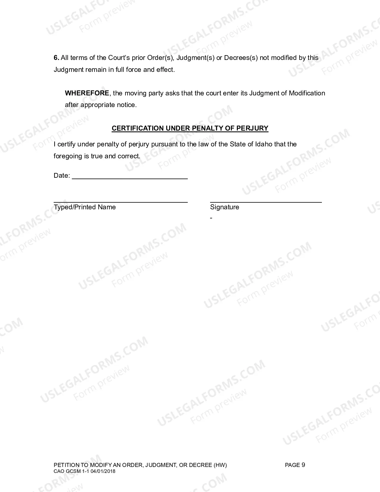 Preview Motion for Modification (H&W)