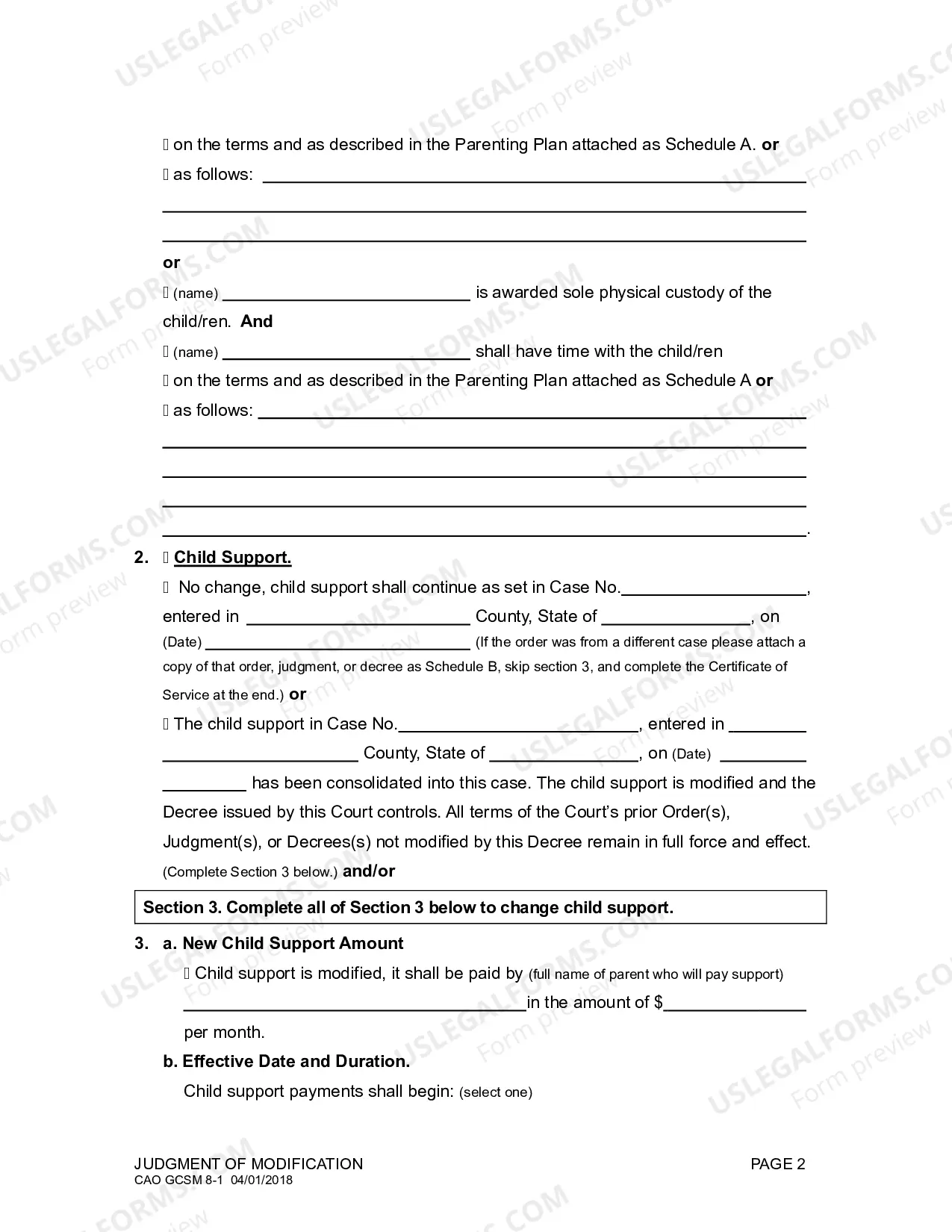 Preview Modification Order (H&W)