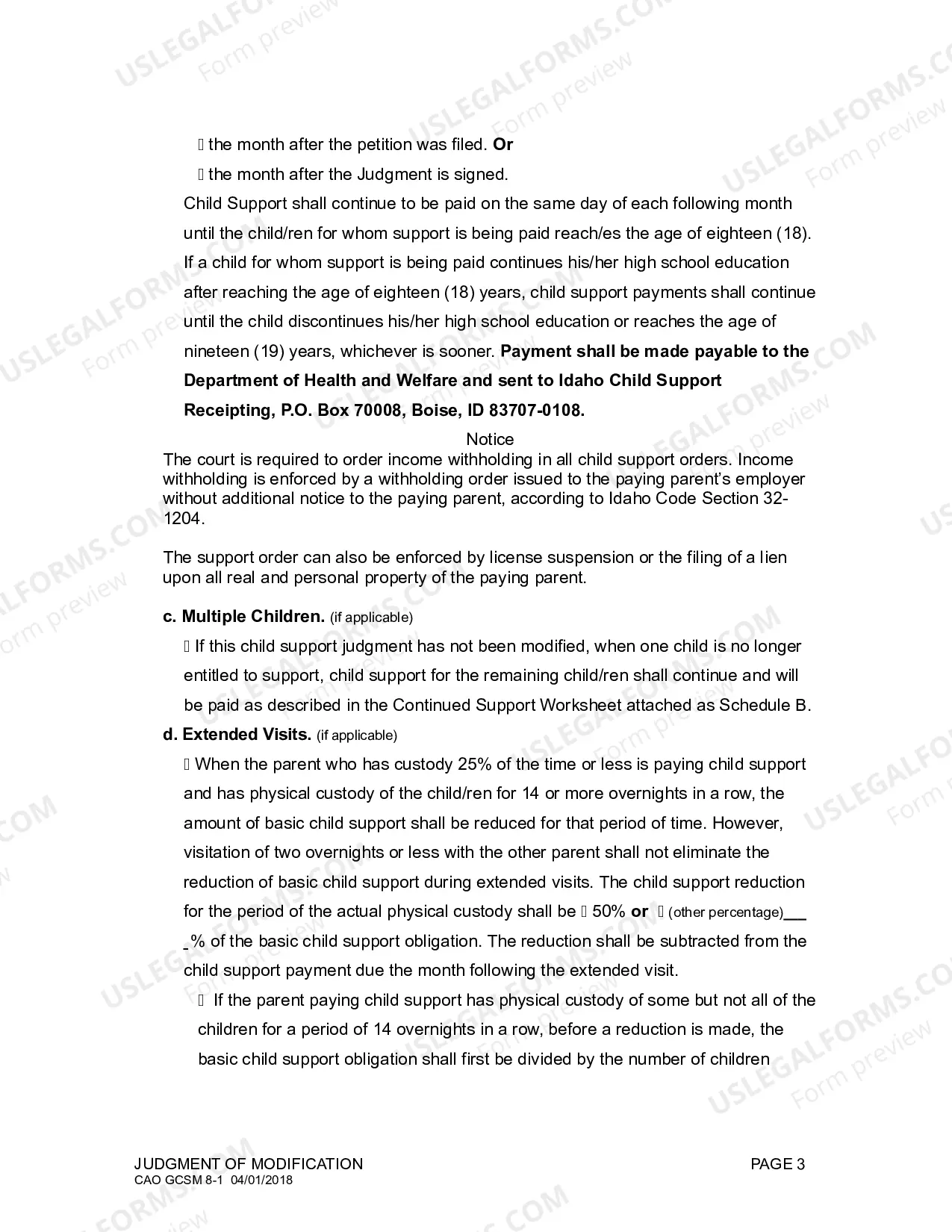 Preview Modification Order (H&W)