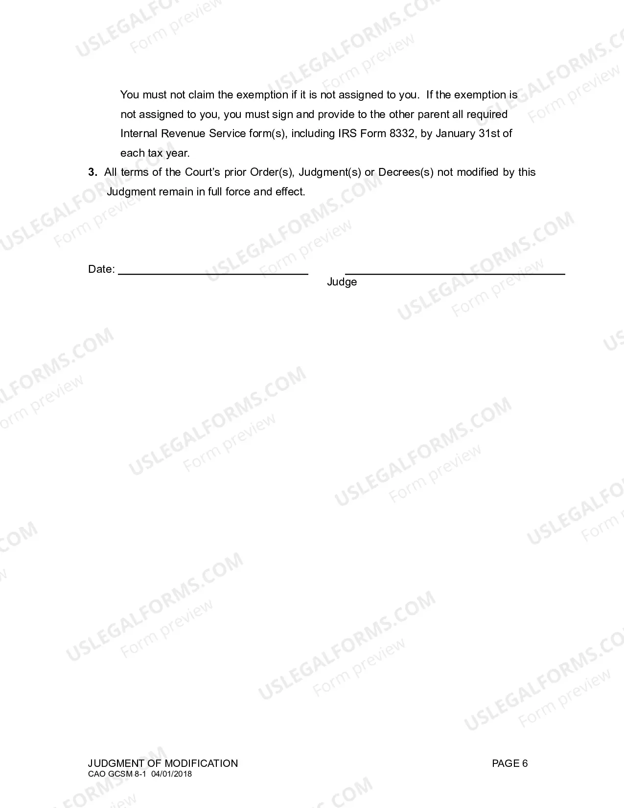 Preview Modification Order (H&W)