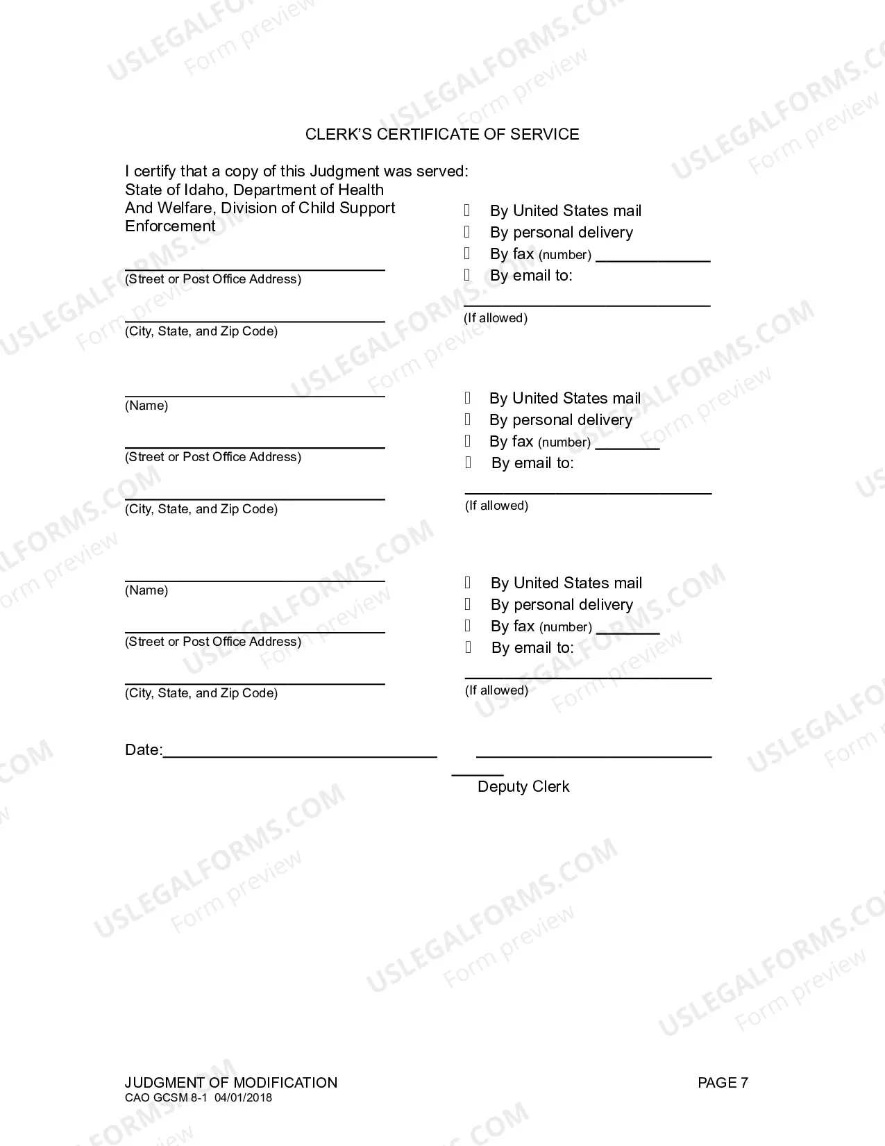 Preview Modification Order (H&W)