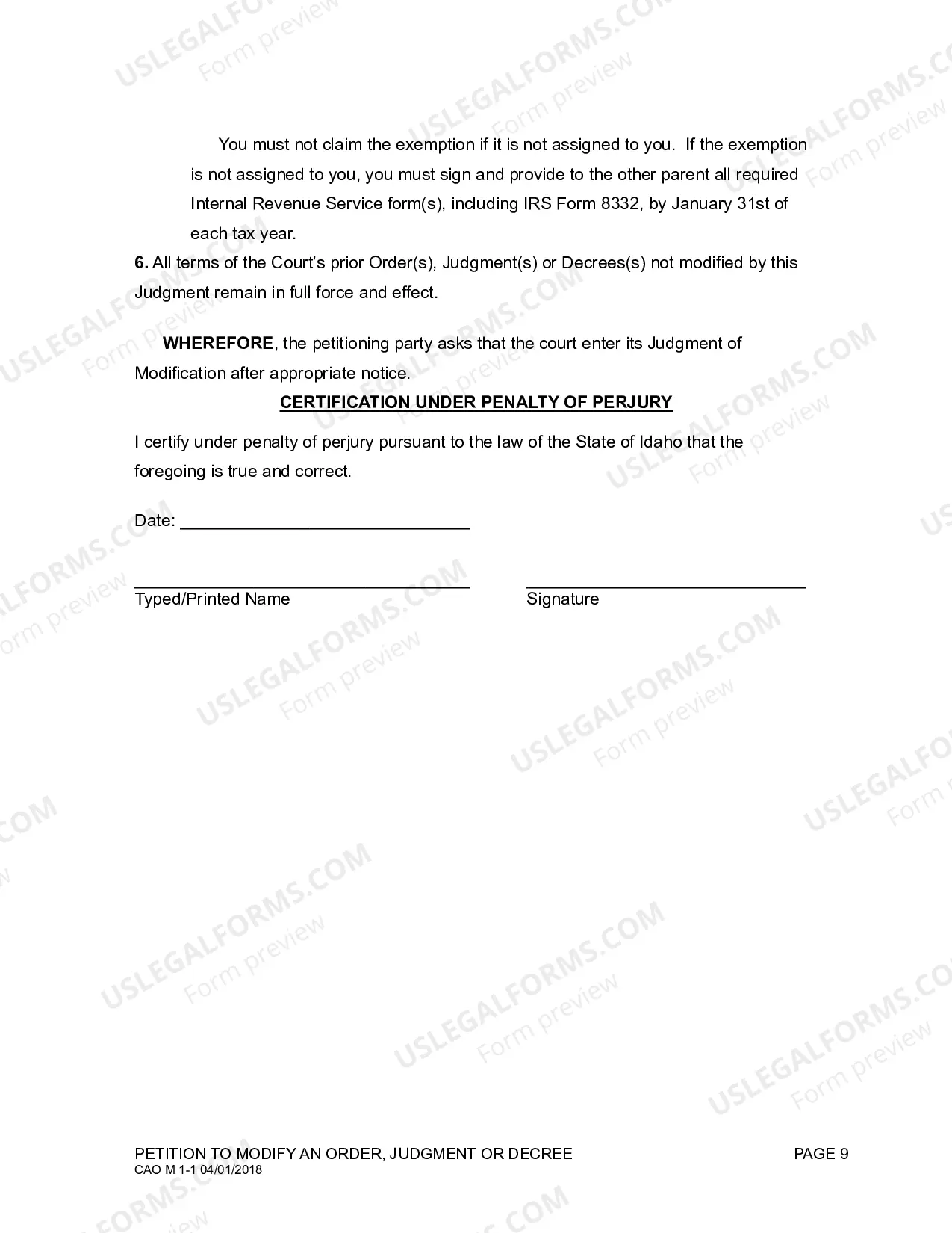 Preview Motion to Modify an Order or Decree