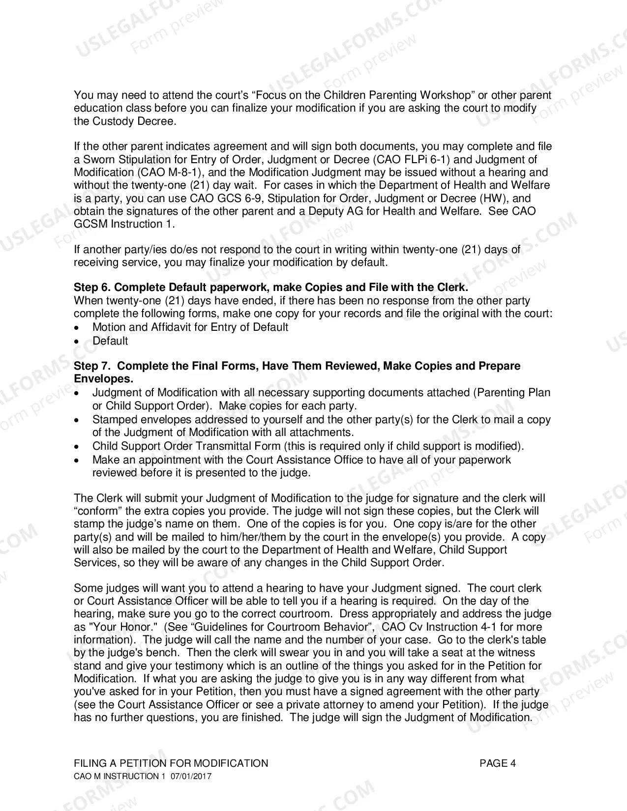 Preview Filing a Motion for Modification