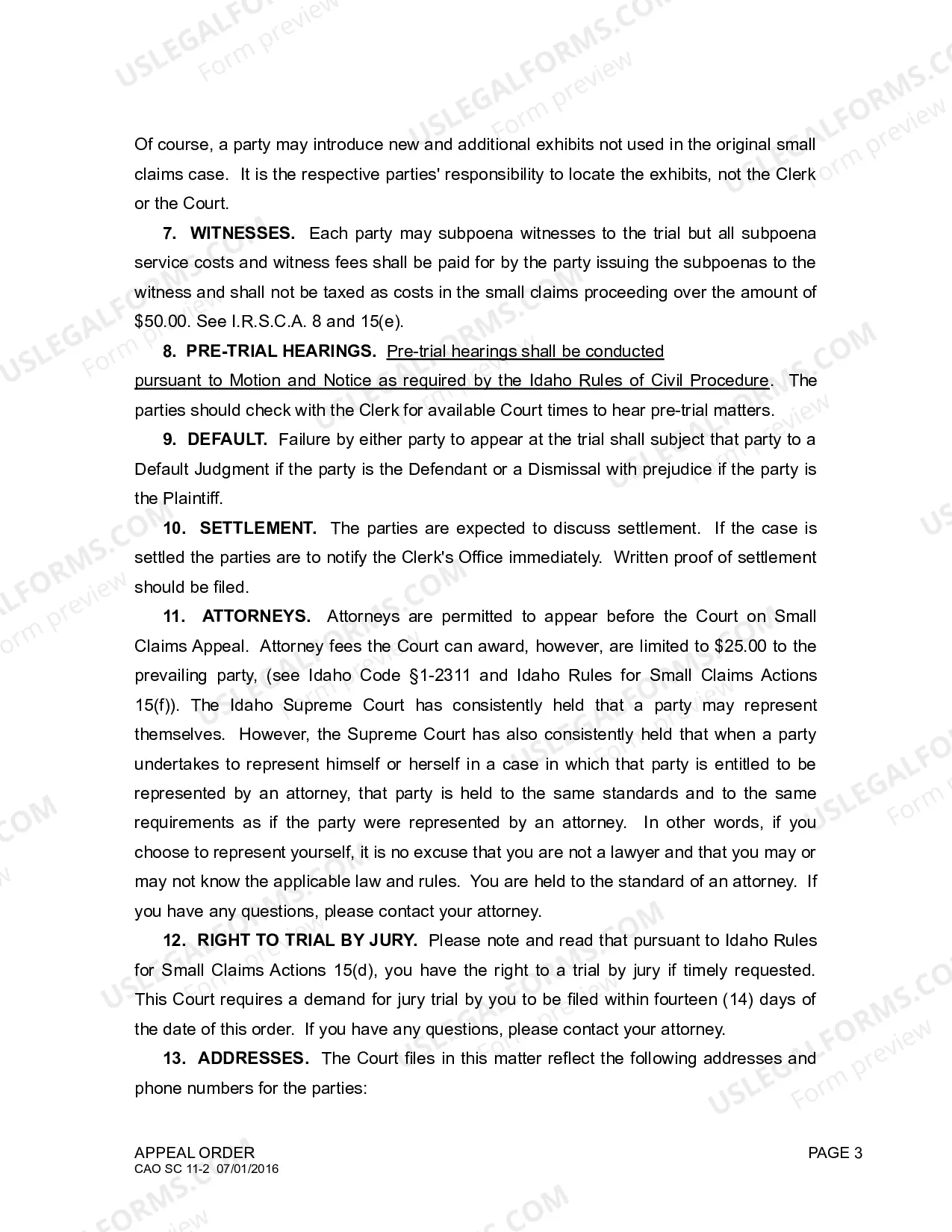 Preview Appeal Order
