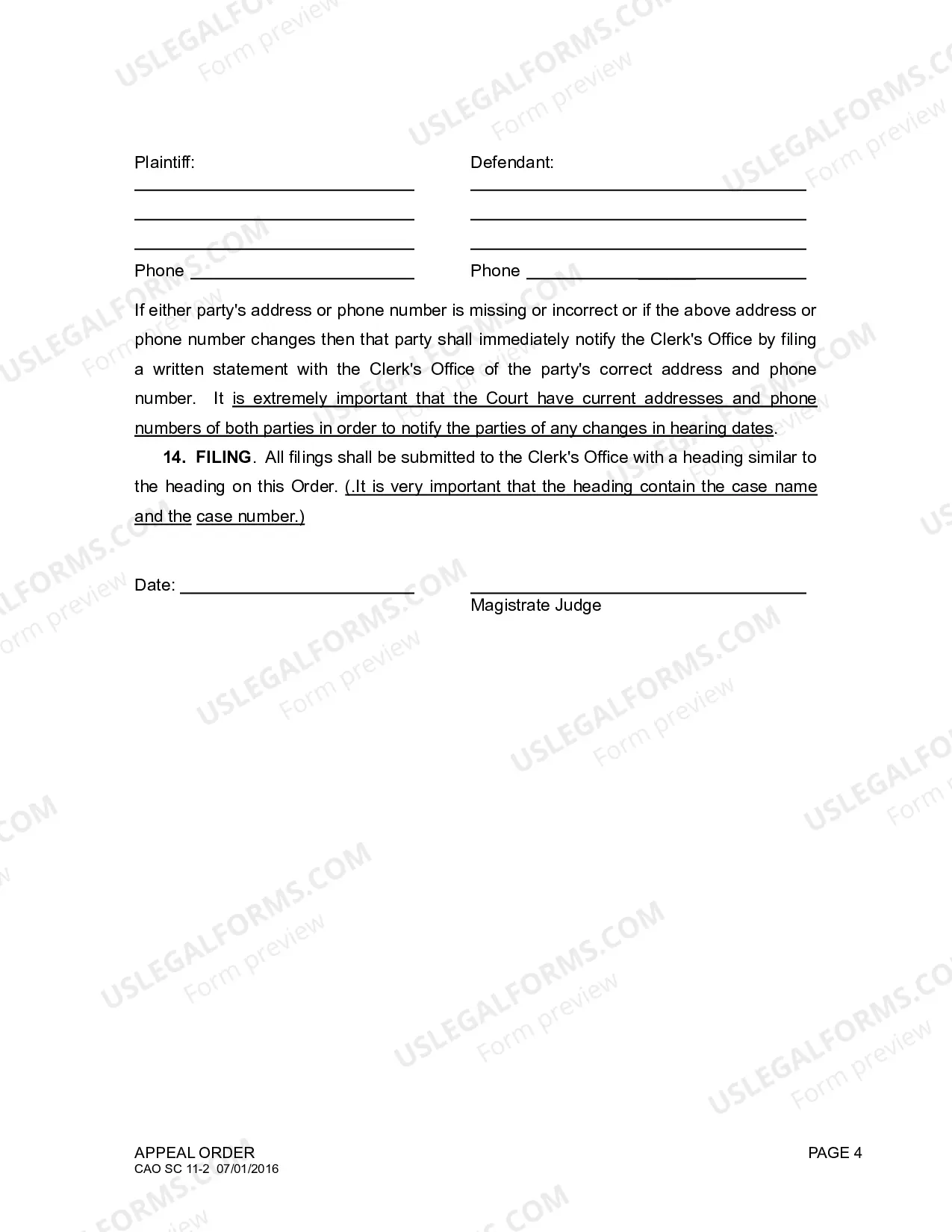 Preview Appeal Order