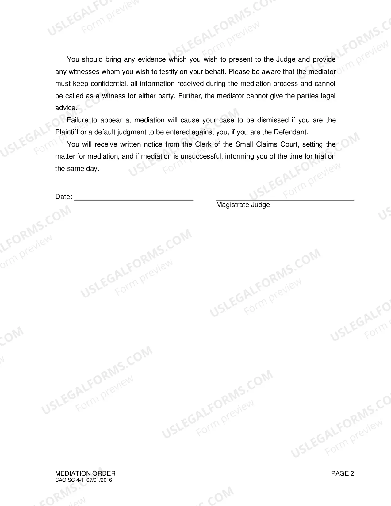Preview Mediation Order