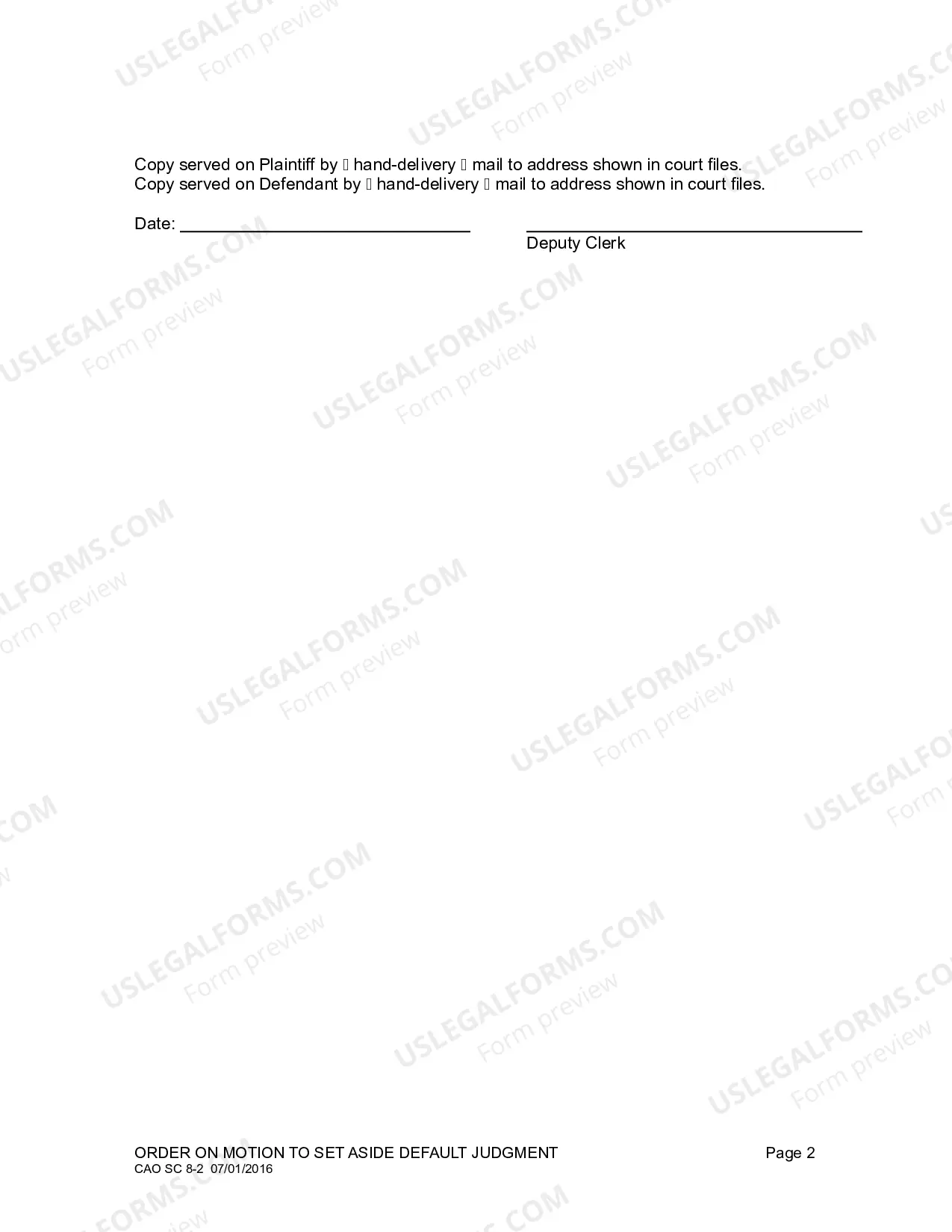 Preview Order On Motion To Set Aside Default Judgment