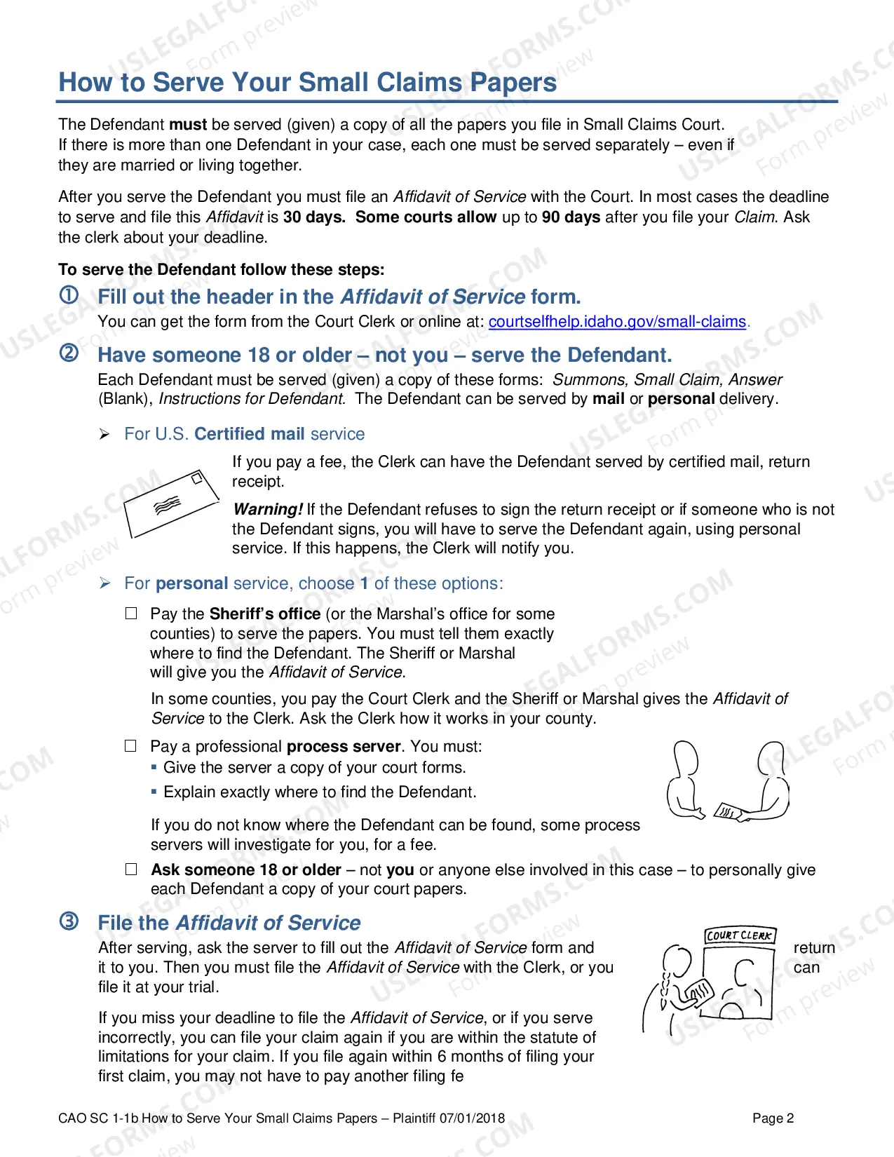 Preview Instructions for Plaintiffs in Small Claims Cases
