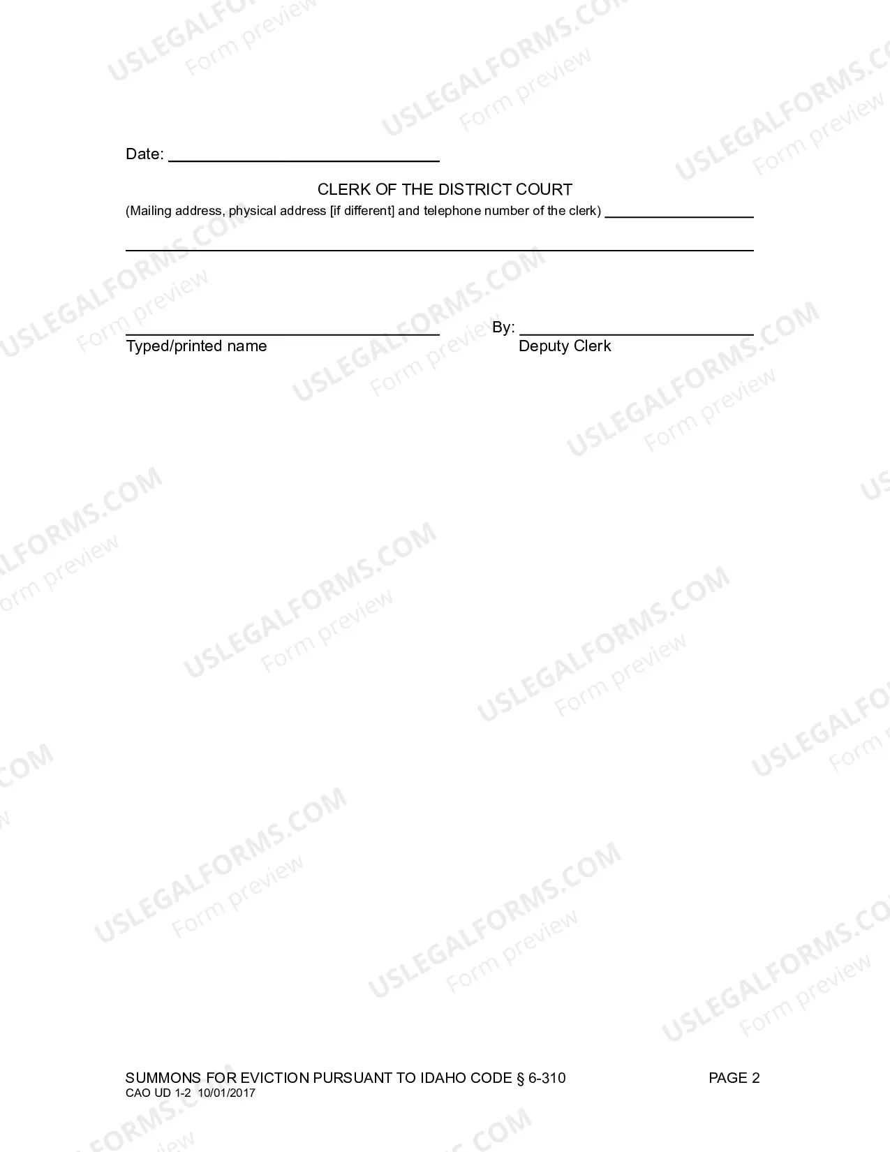 Preview Summons For Eviction (Expedited Proceedings)