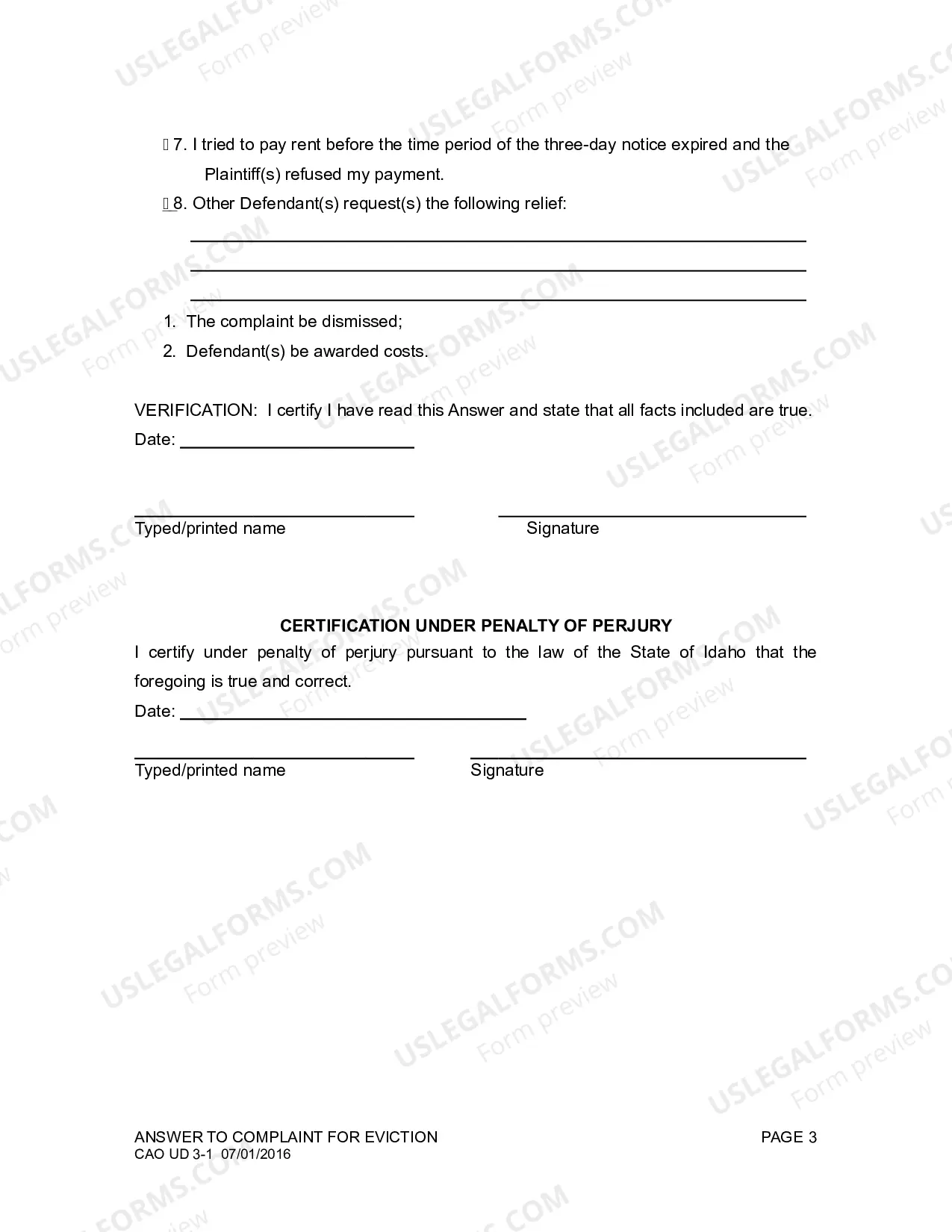 Preview Answer To Complaint For Eviction (Expedited Proceedings)