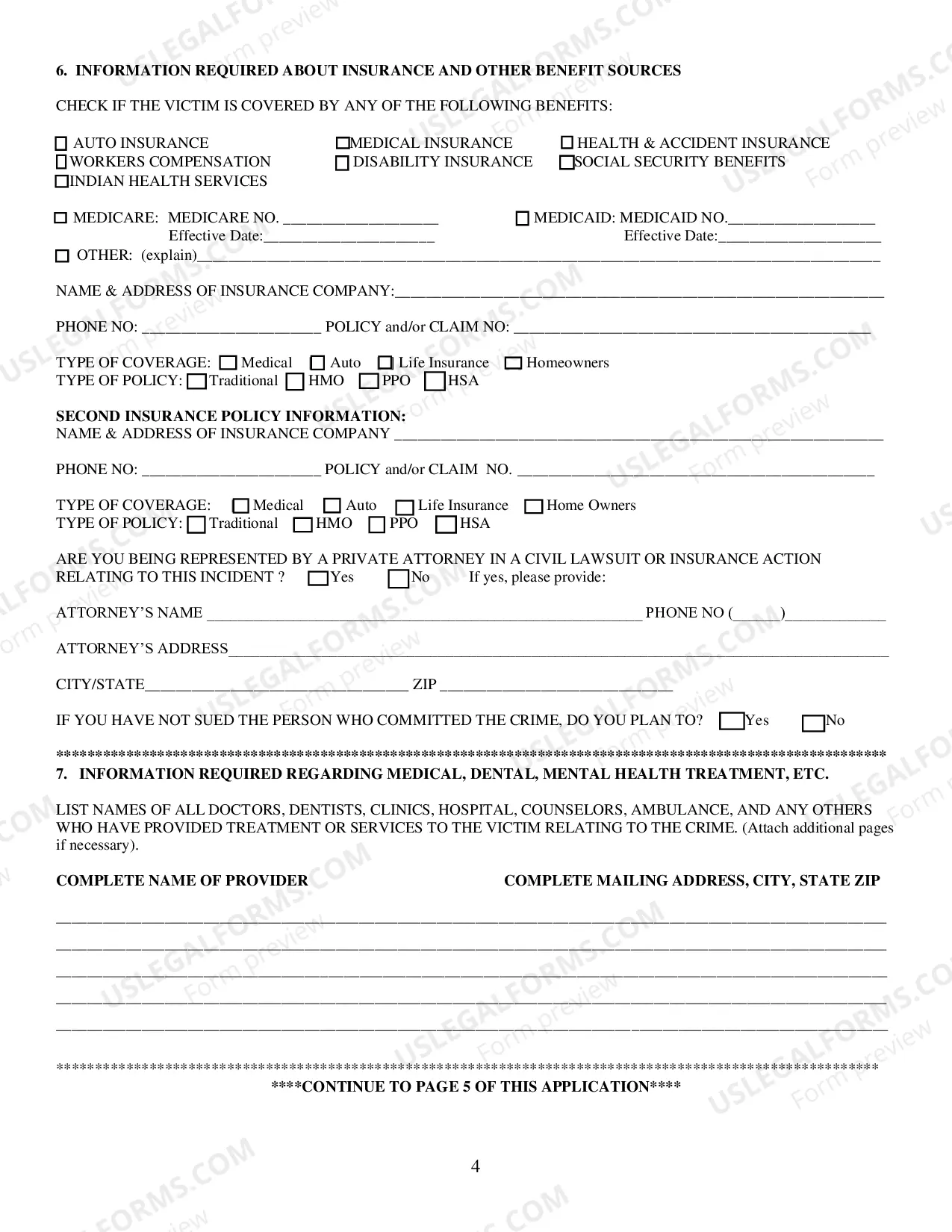 Preview Crime Victims Application For Compensation