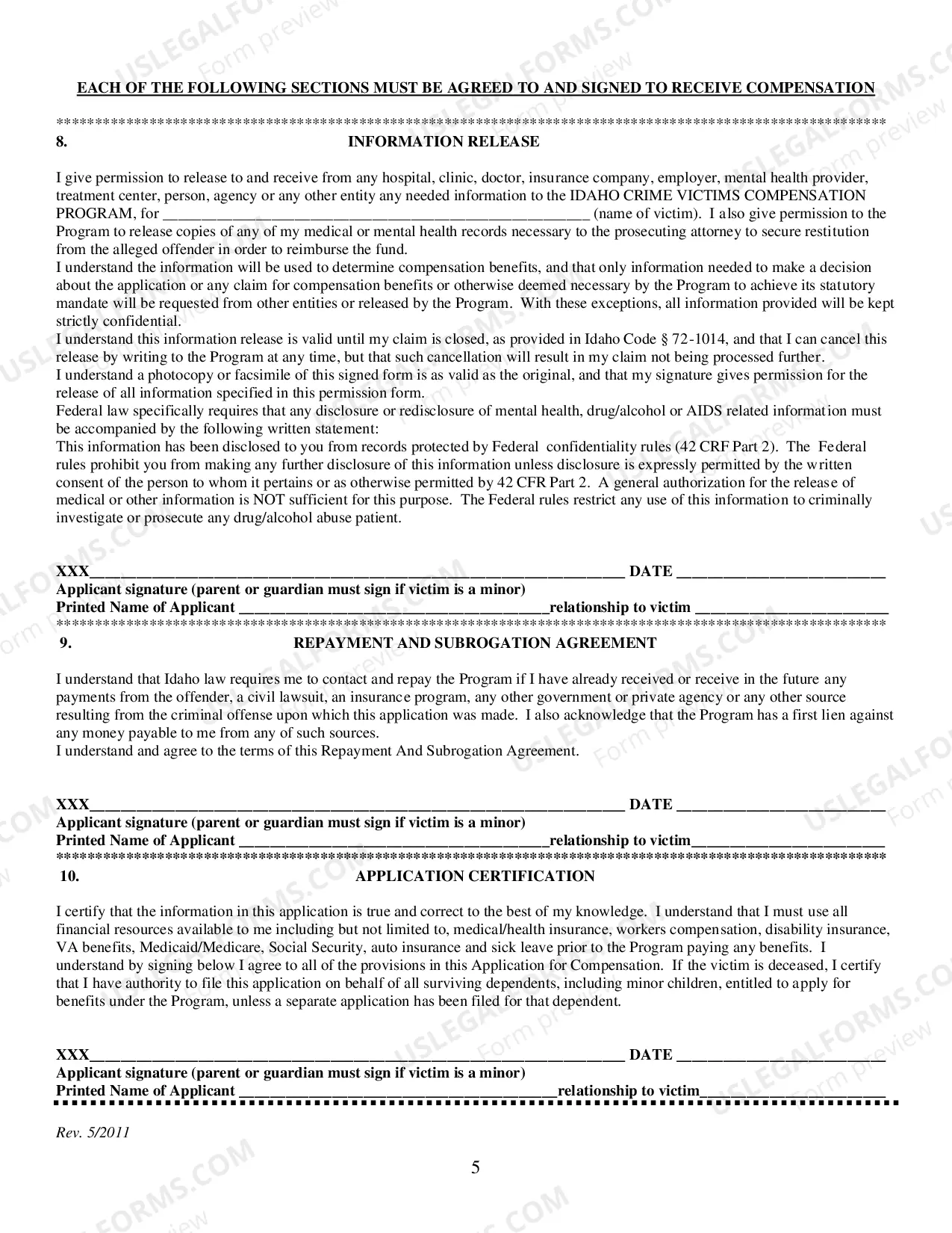 Preview Crime Victims Application For Compensation