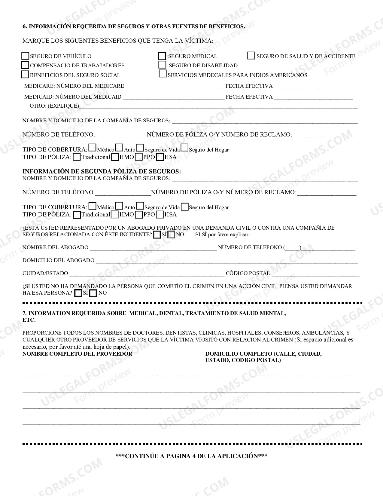 Preview Crime Victims Application Spanish Version