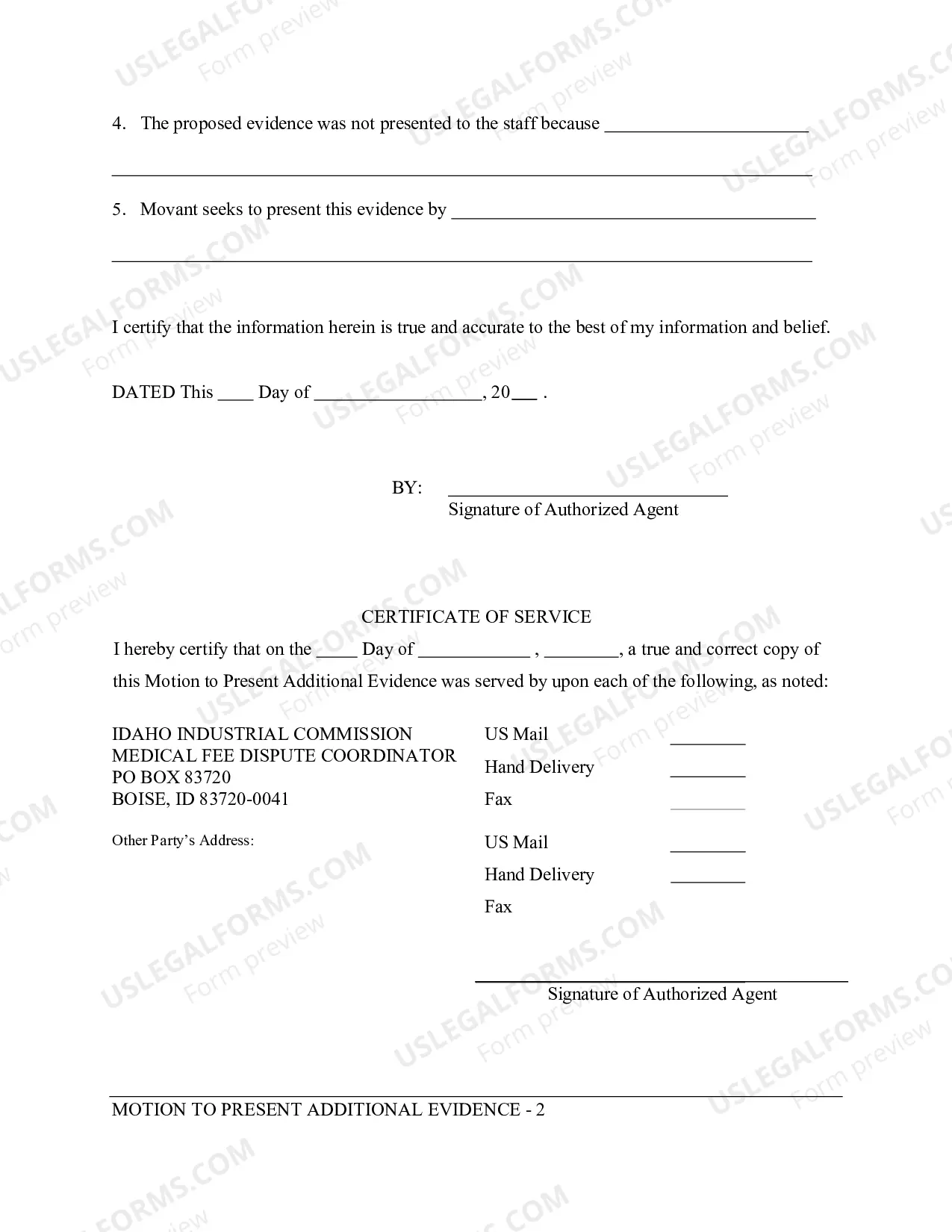 Preview Motion To Present Additional Evidence