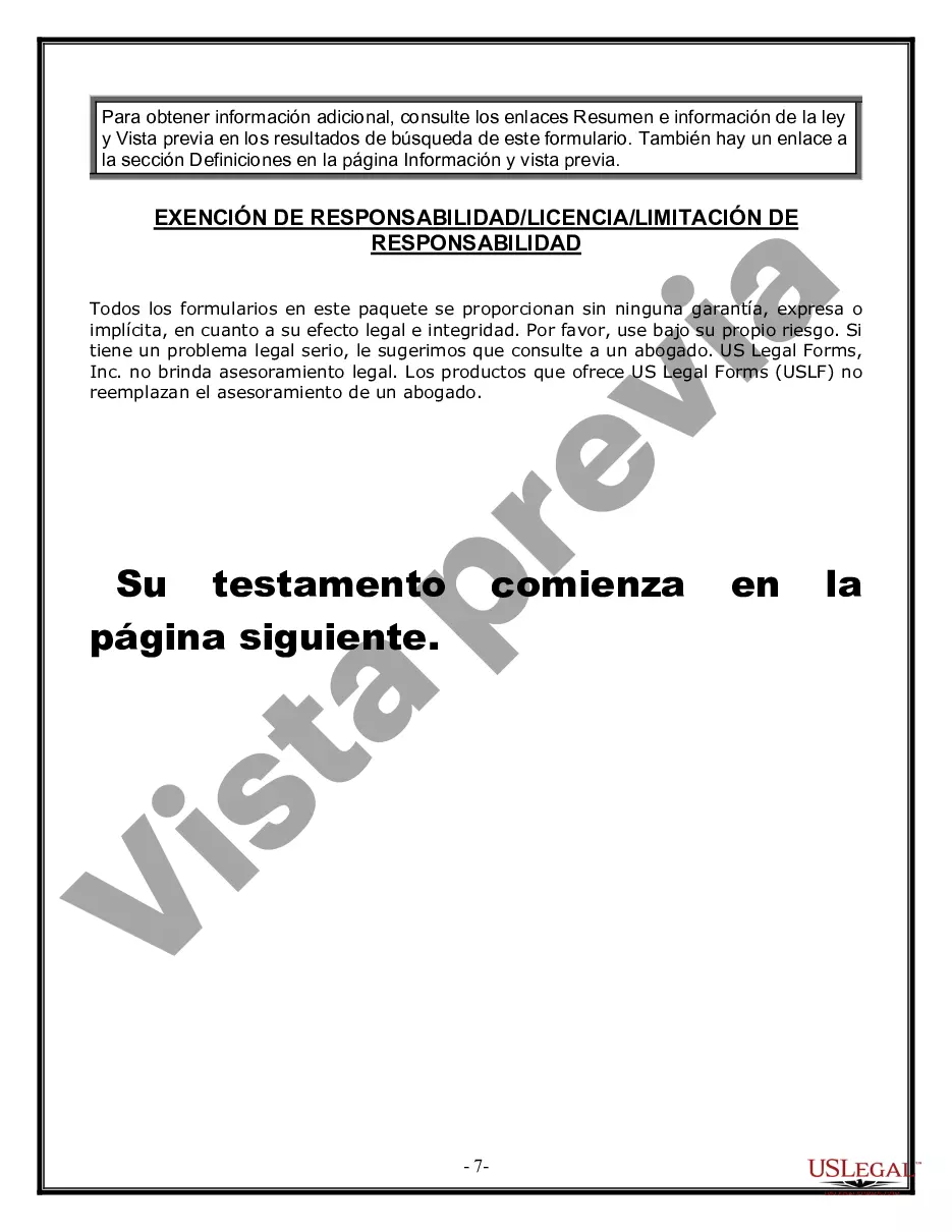 Preview Formulario de última voluntad y testamento legal para persona soltera sin hijos