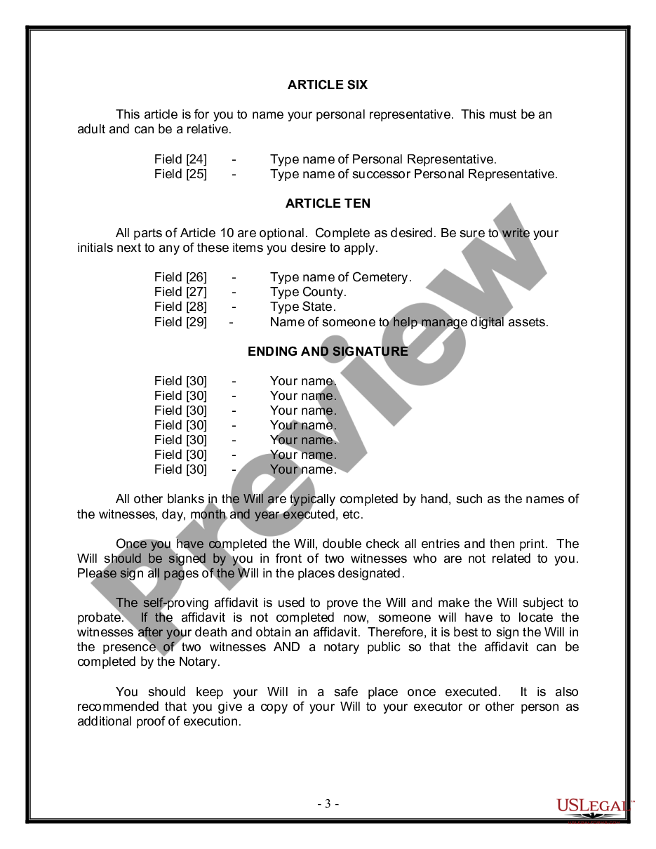 page 2 Legal Last Will and Testament Form for Single Person with No Children preview