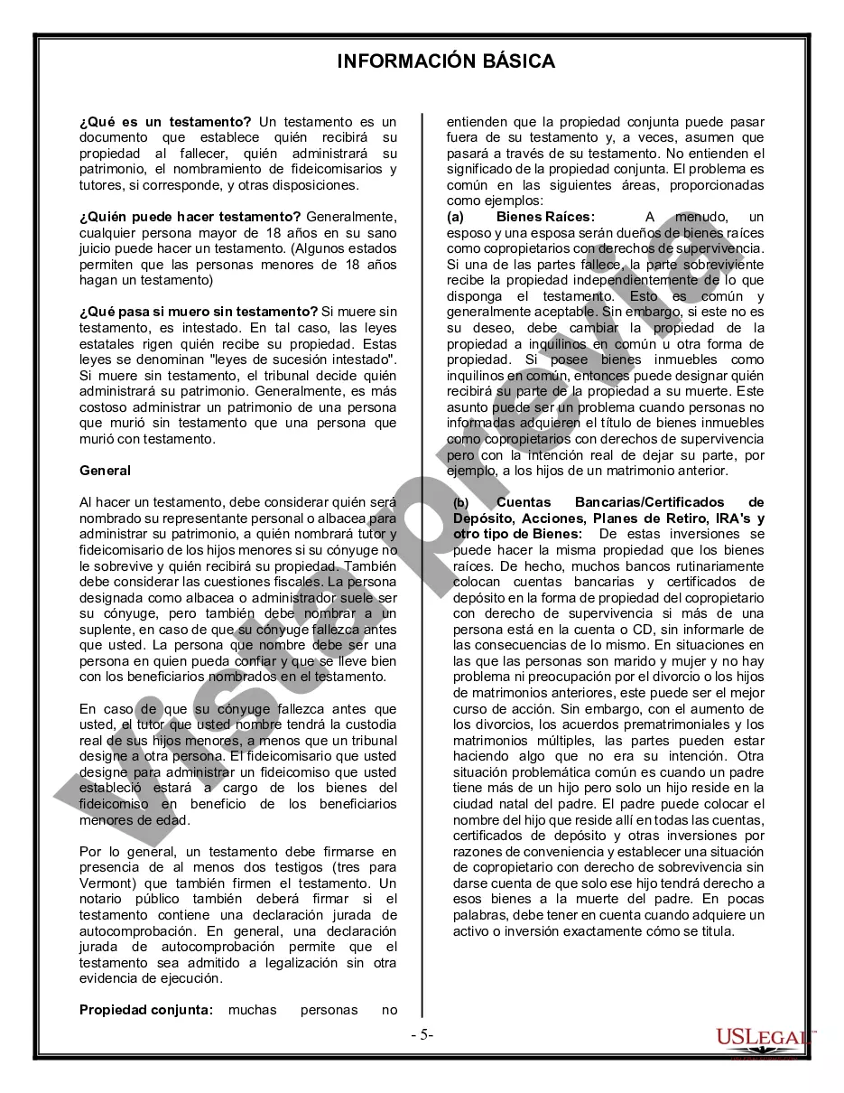 Preview Formulario Legal de Última Voluntad y Testamento para una Persona Soltera con Hijos Menores