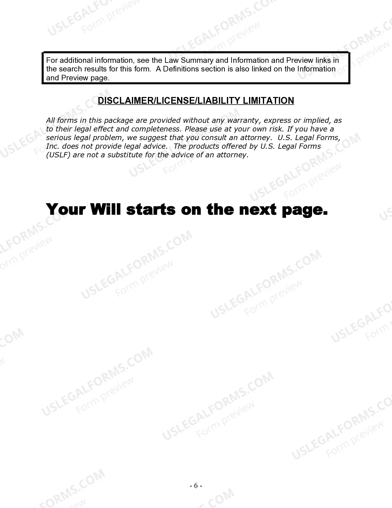 Preview Last Will and Testament for a Single Person with Minor Children