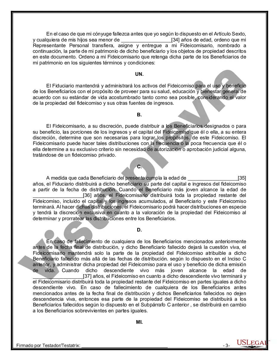 Preview Formulario de última voluntad y testamento legal para persona casada con hijos menores