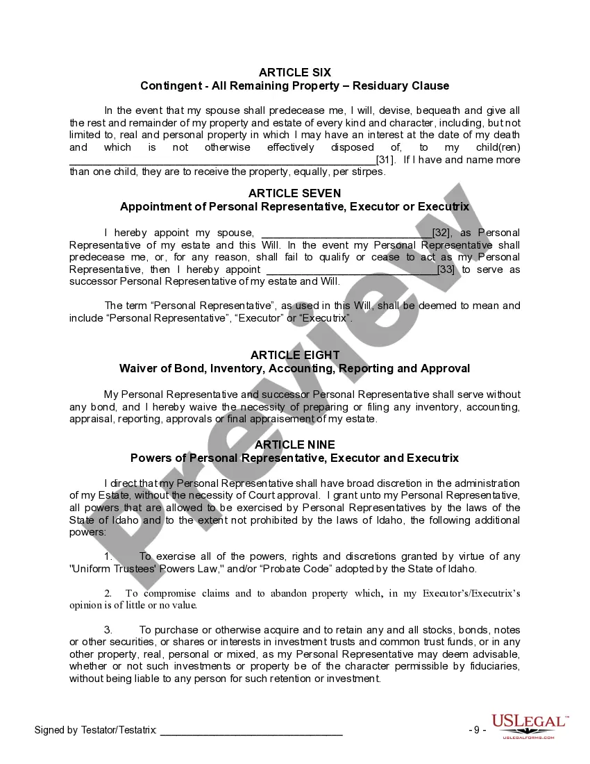 Preview Mutual Wills Package with Last Wills and Testaments for Married Couple with Adult Children