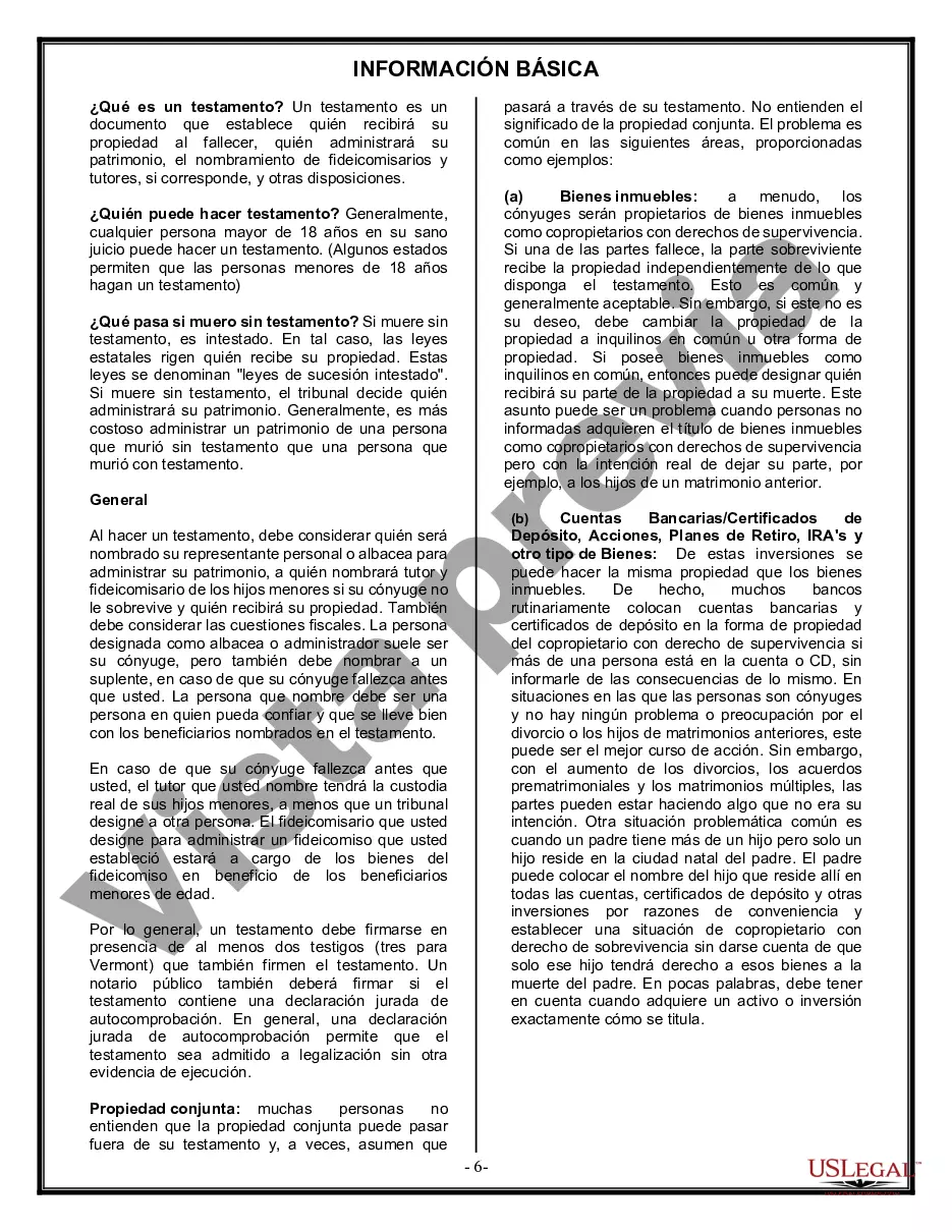 Preview Paquete de Voluntades Mutuas con Últimas Voluntades y Testamentos para Pareja Casada sin Hijos