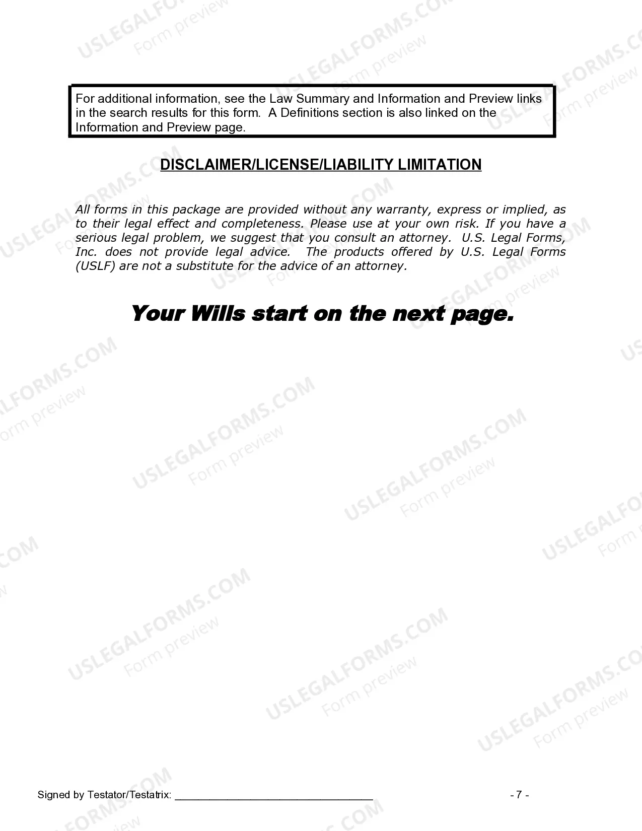 Preview Mutual Wills package with Last Wills and Testaments for Married Couple with No Children