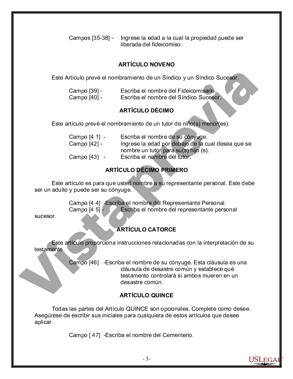 Preview Paquete de Voluntades Mutuas con Últimas Voluntades y Testamentos para Pareja Casada con Hijos Menores