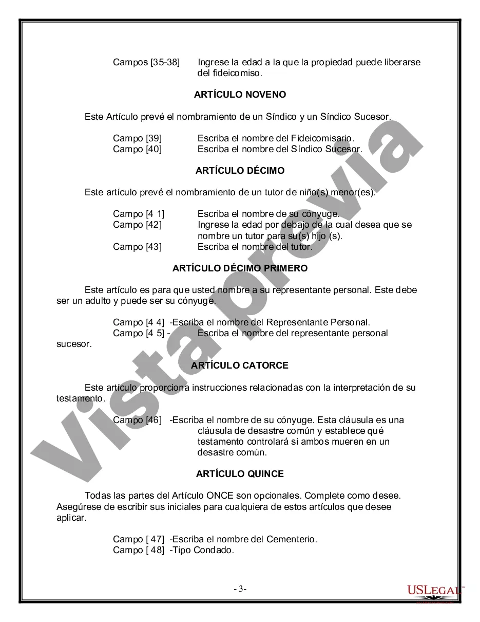 Preview Paquete de Voluntades Mutuas con Últimas Voluntades y Testamentos para Pareja Casada con Hijos Mayores y Menores