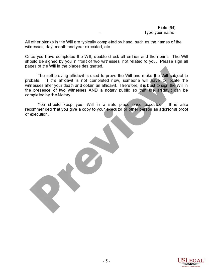 Preview Last Will and Testament for Divorced and Remarried Person with Mine, Yours and Ours Children