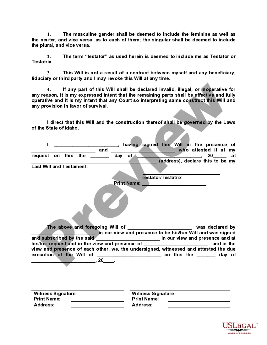 Get Last Will and Testament with All Property to Trust called a Pour Over Will Preview Last Will and Testament with All Property to Trust called a Pour Over Will
