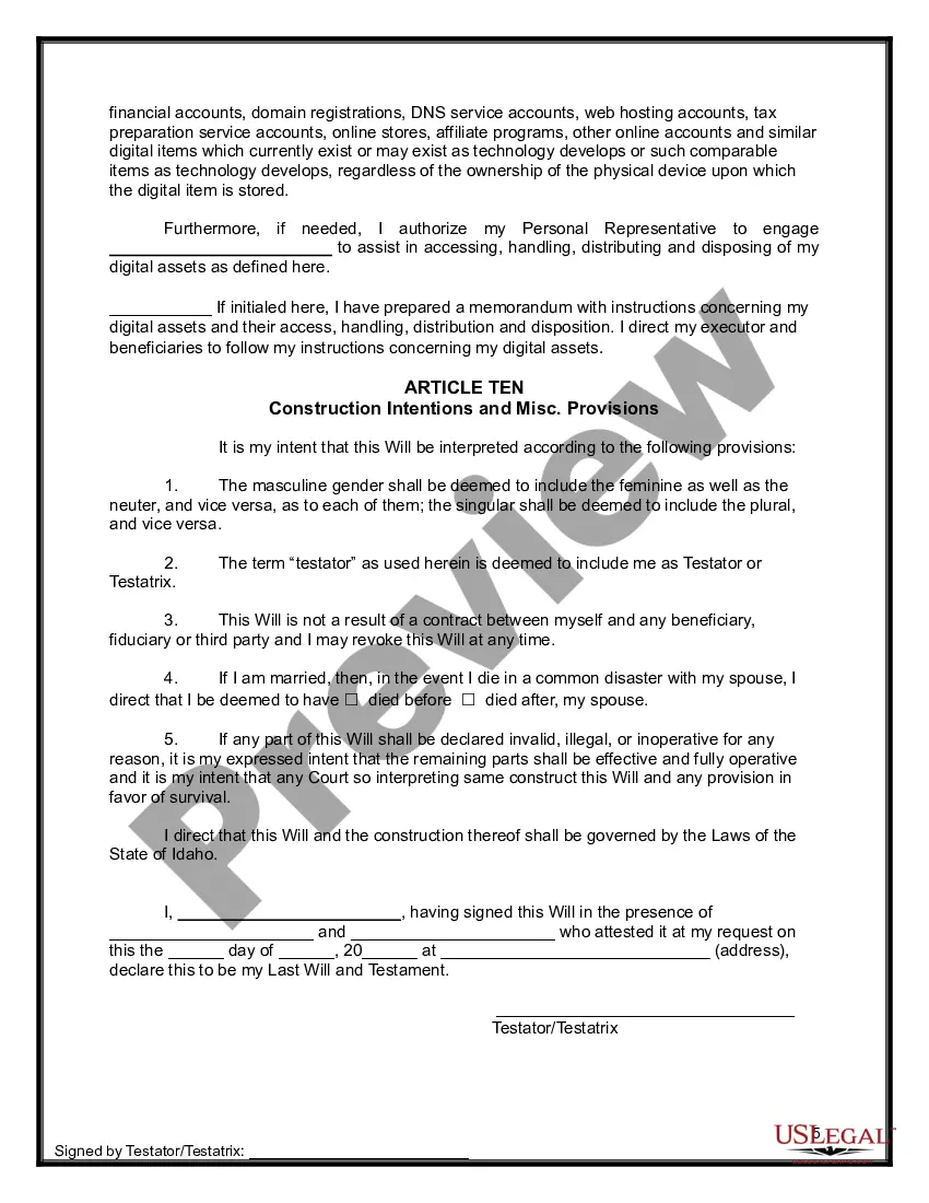 Get Last Will and Testament for other Persons Preview Last Will and Testament for other Persons
