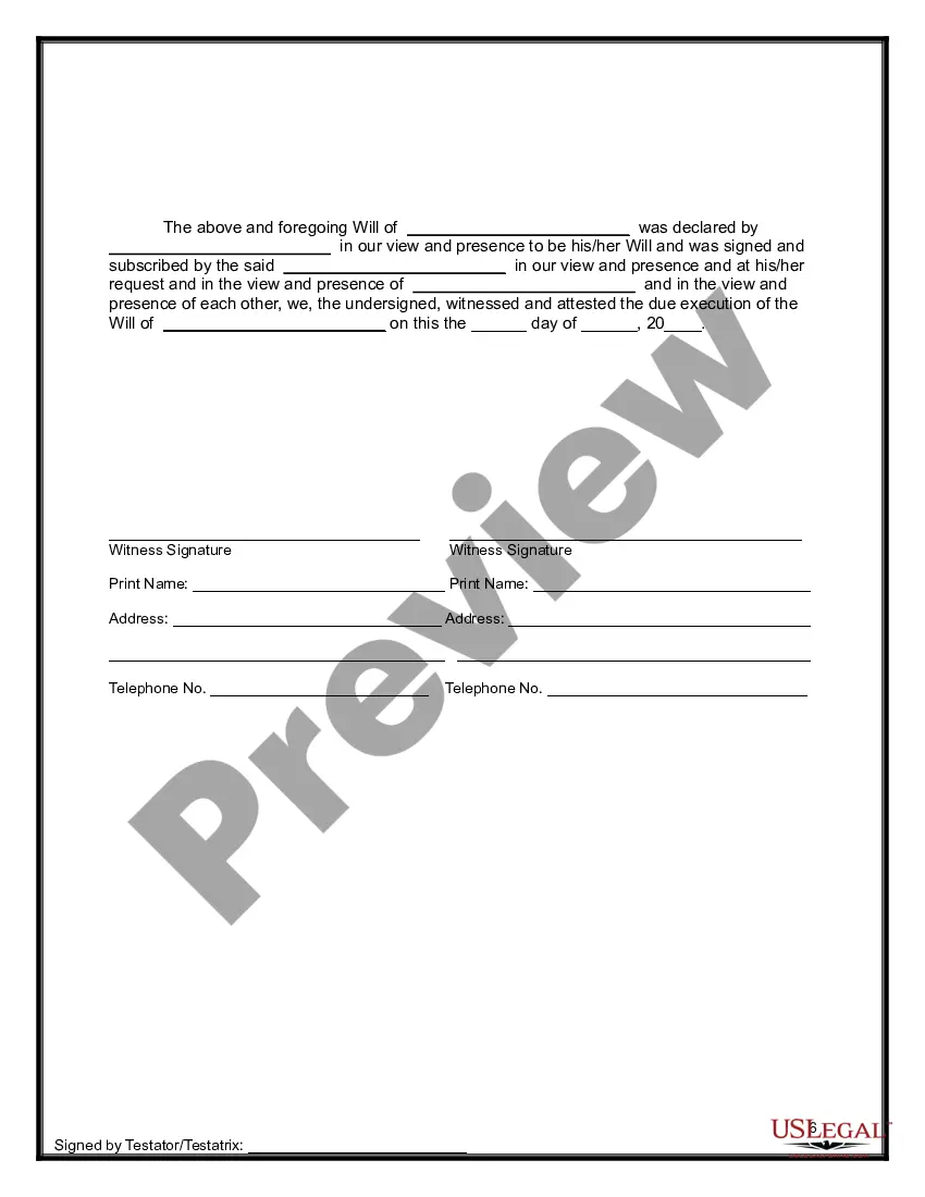 Get Last Will and Testament for other Persons Preview Last Will and Testament for other Persons