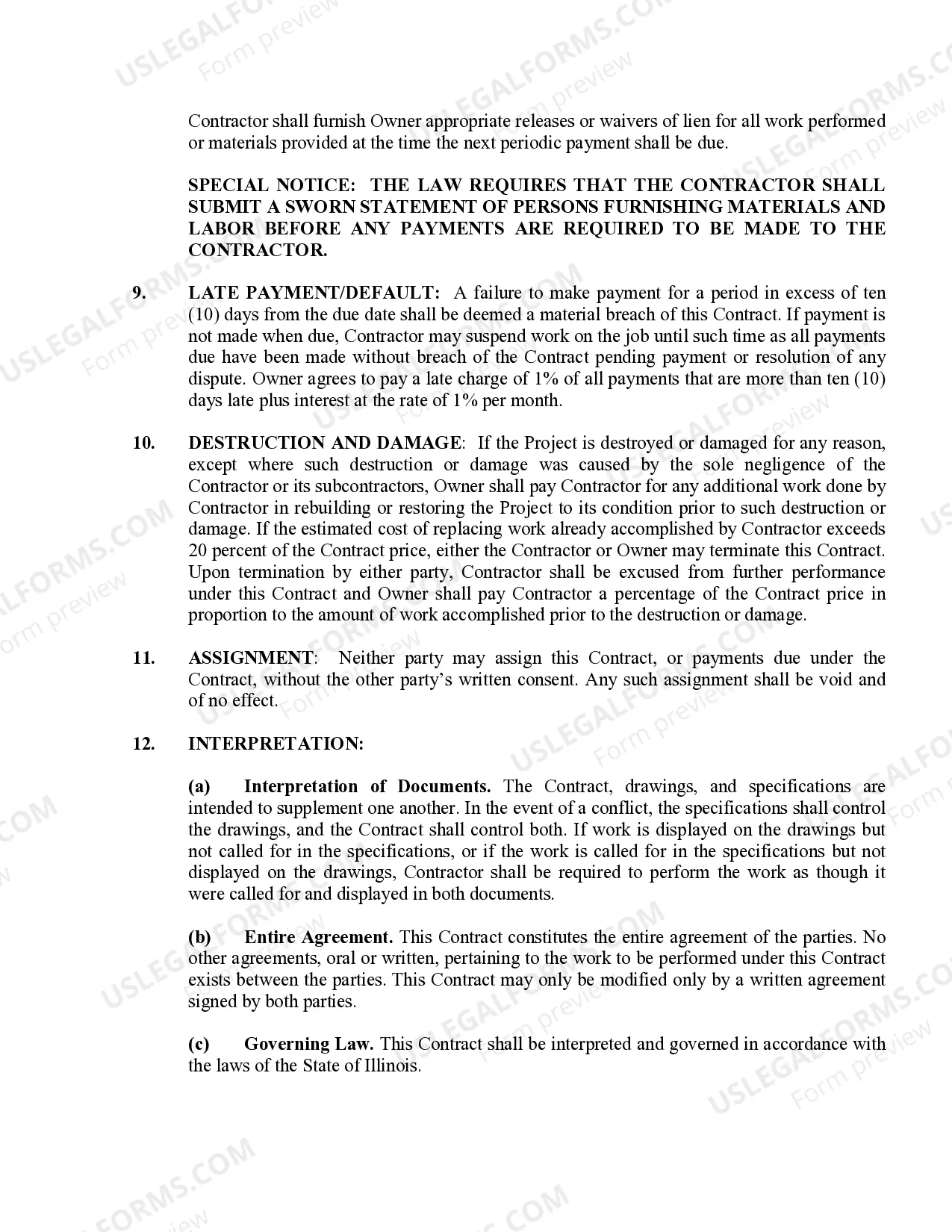 Preview Painting Contract for Contractor