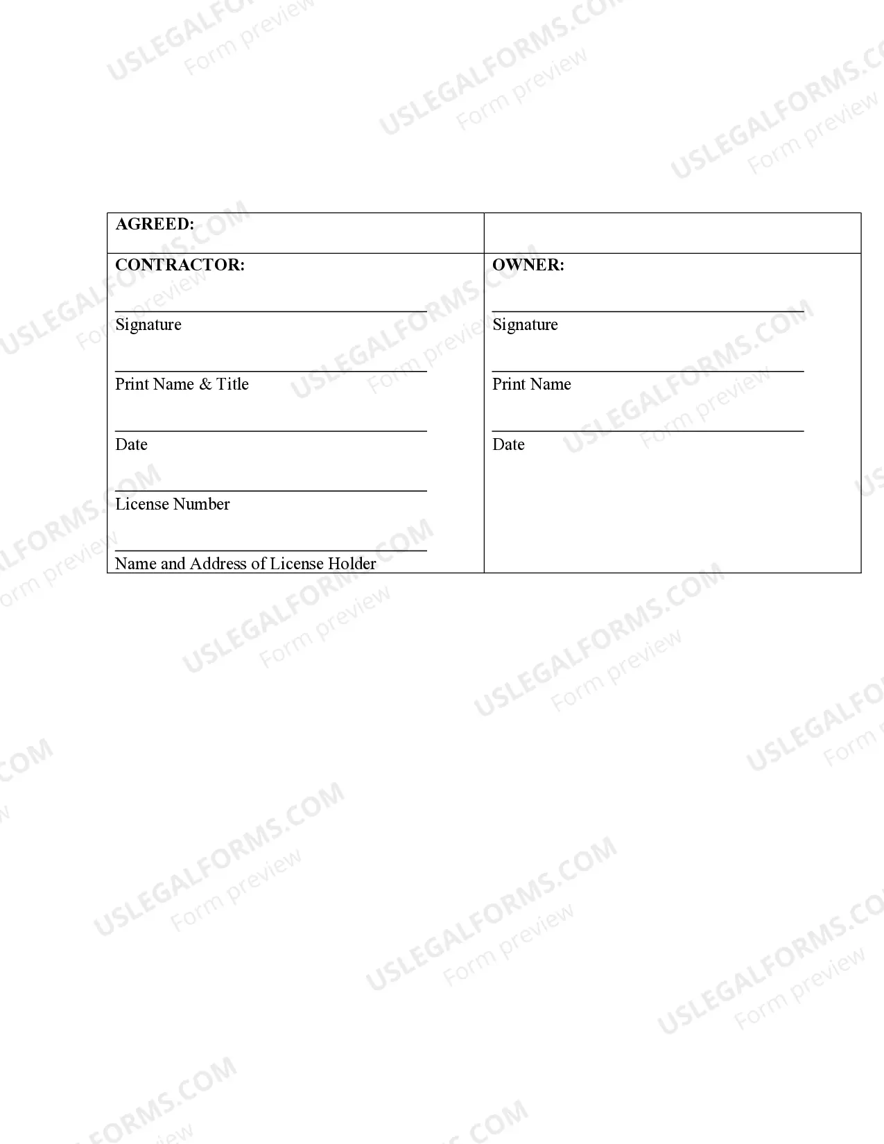 Preview Trim Carpenter Contract for Contractor