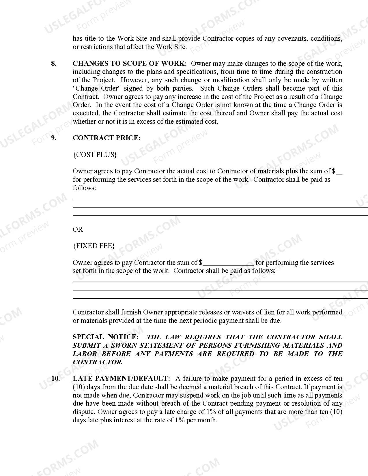 Preview Fencing Contract for Contractor