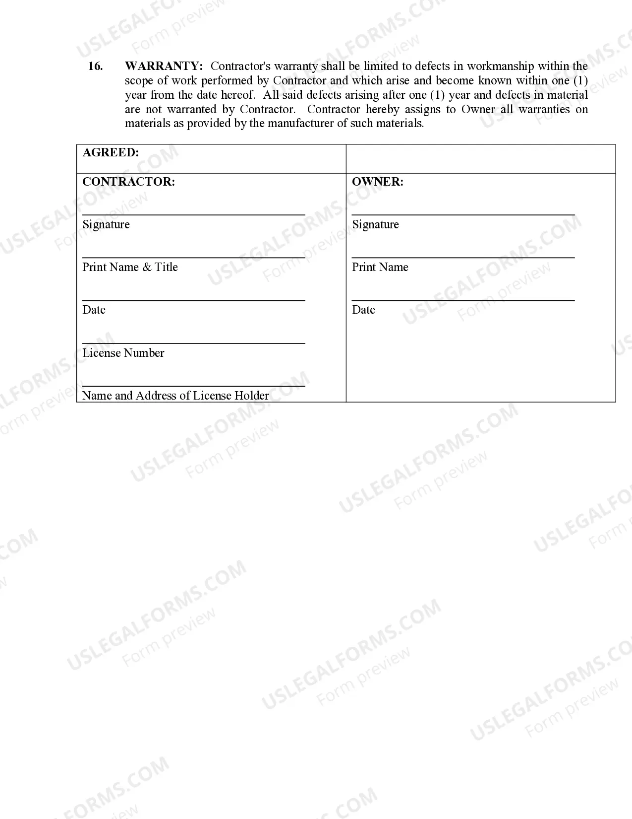 Preview Fencing Contract for Contractor