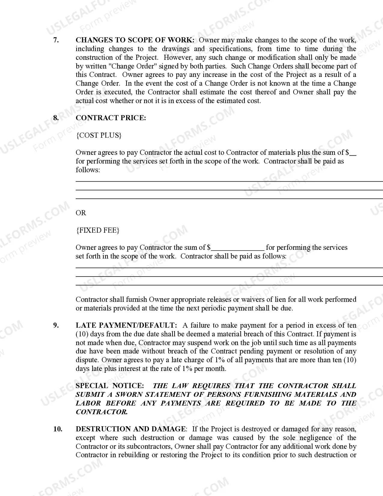 Preview HVAC Contract for Contractor