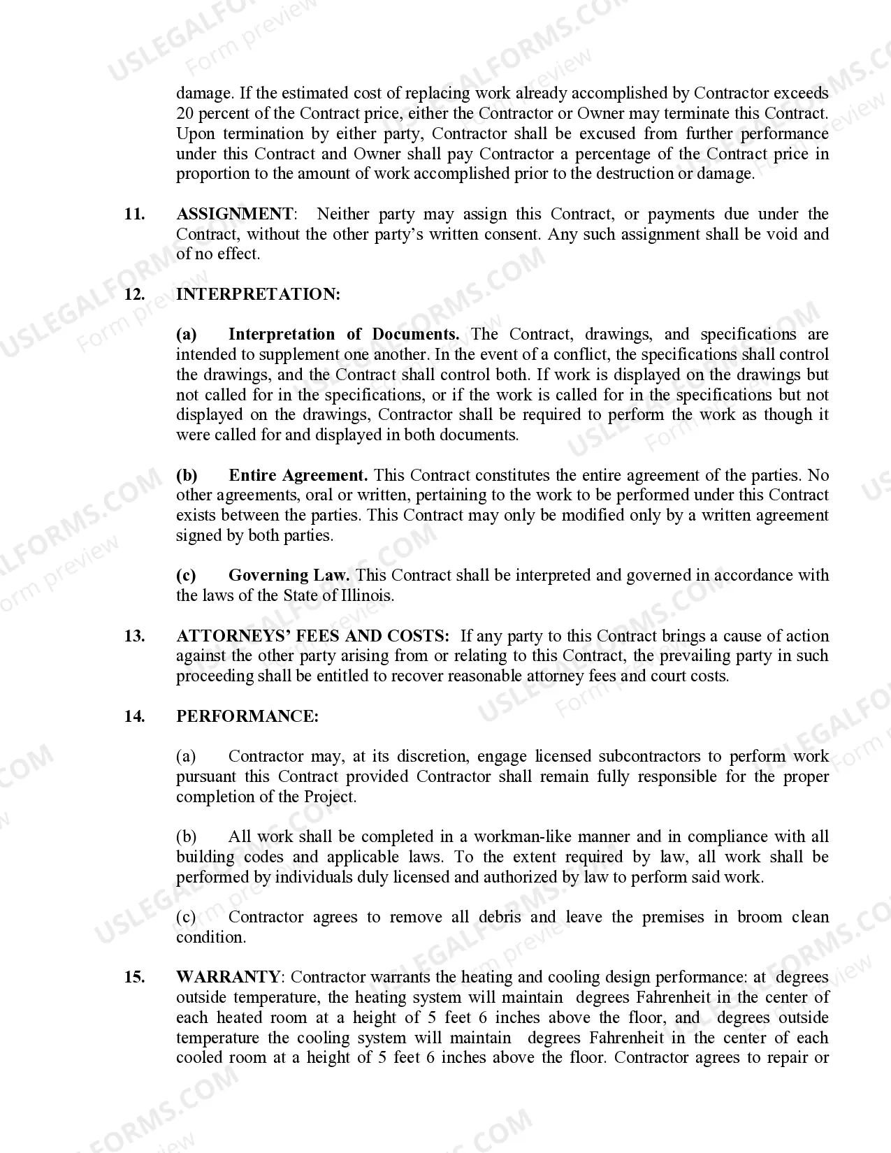 Preview HVAC Contract for Contractor